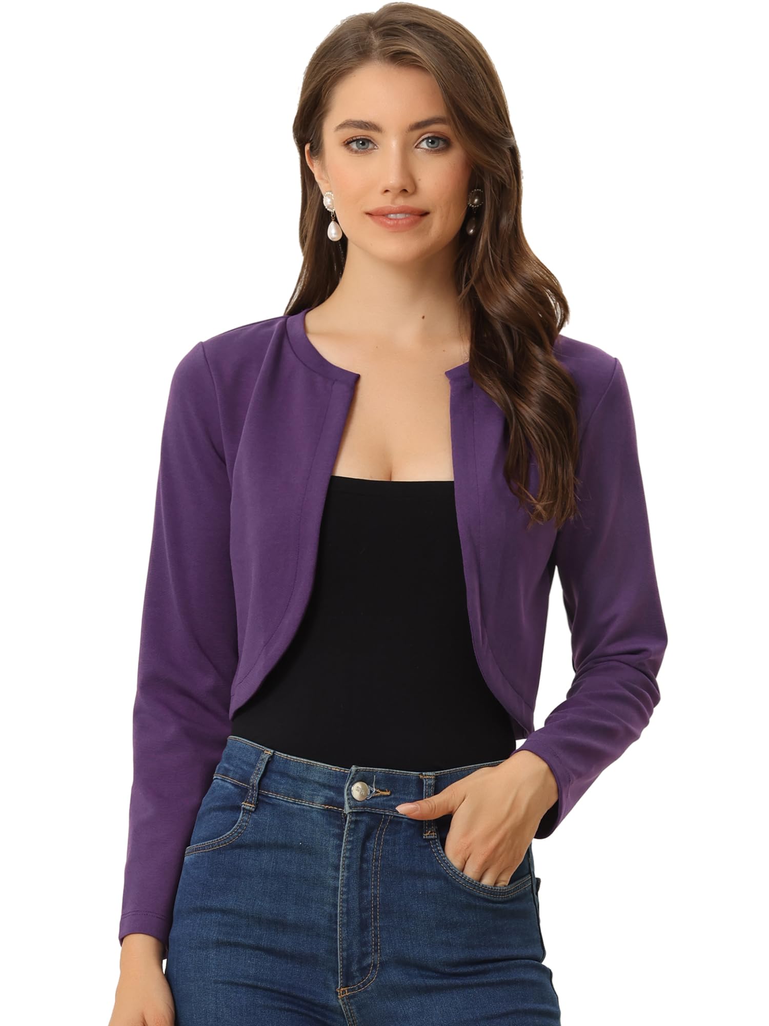 Women's Open Front Cardigan - Deep Purple S-image-9e628624-44bd-4469-9700-0bd840071d16-84958