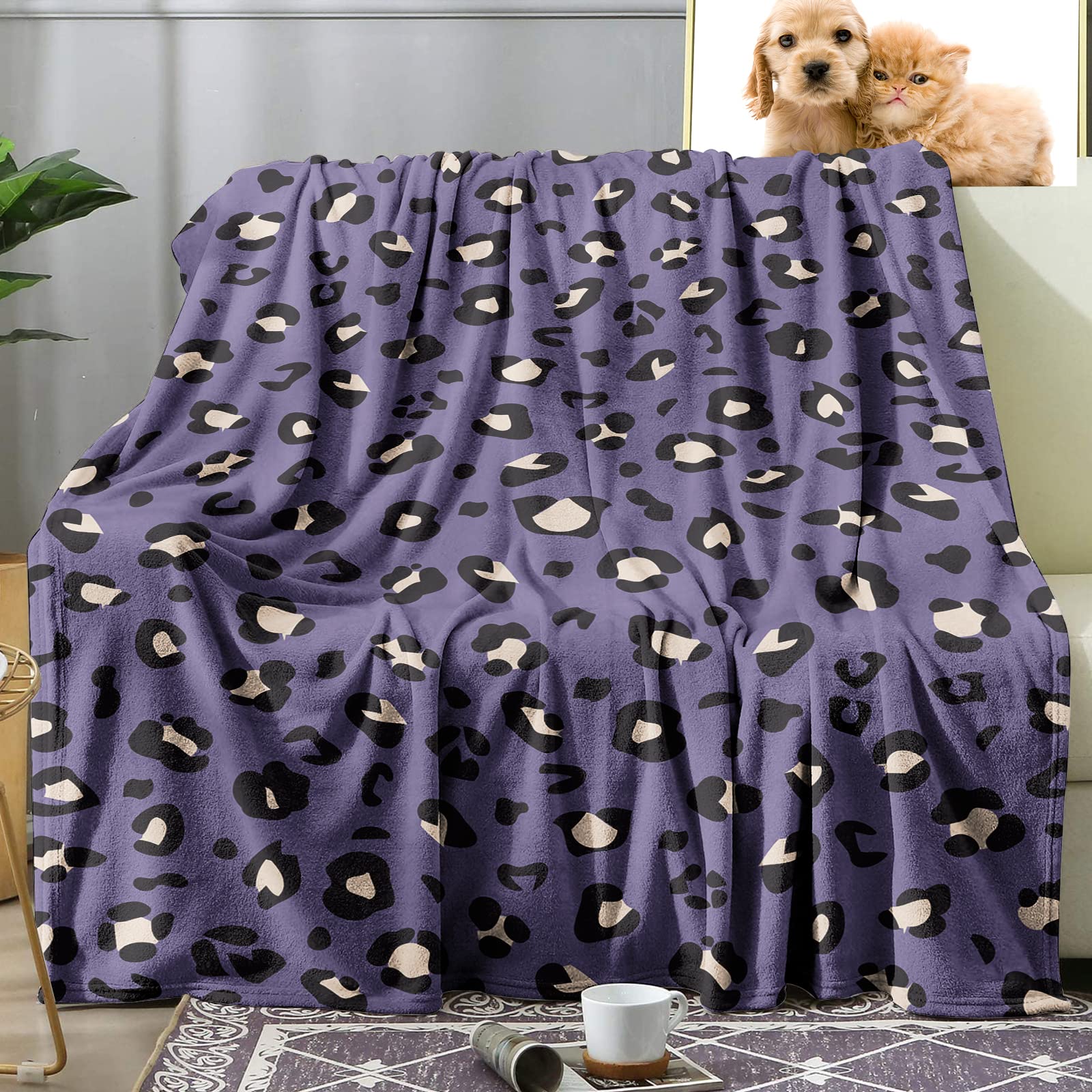 Purple Leopard Print Fleece Blanket, Soft & Lightweight Throw, 50''x60'' for Bed & Couch-image-fc2f543b-07b9-4397-82d1-f5572ec1a47c-67199