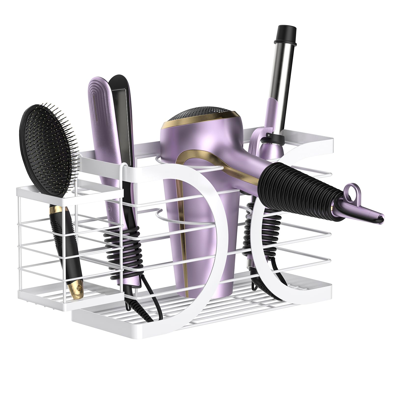 Hair Dryer Holder Station with Storage - White-image-7428a5a3-20f8-4546-a053-90cf58dfa407-100434