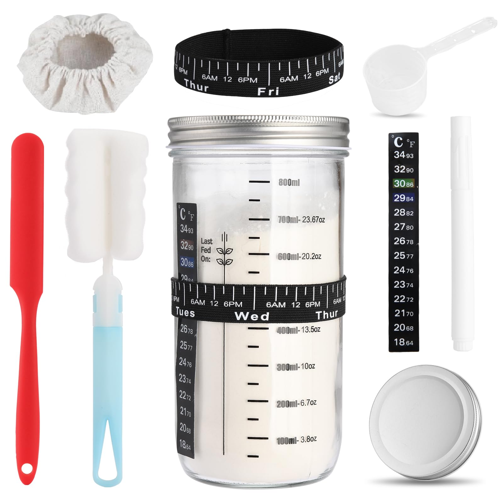 Sourdough Starter Kit 10 Piece - Red Black White Blue-image-855650d8-08c3-4b5c-b25d-e8dc2d556c5a-103303
