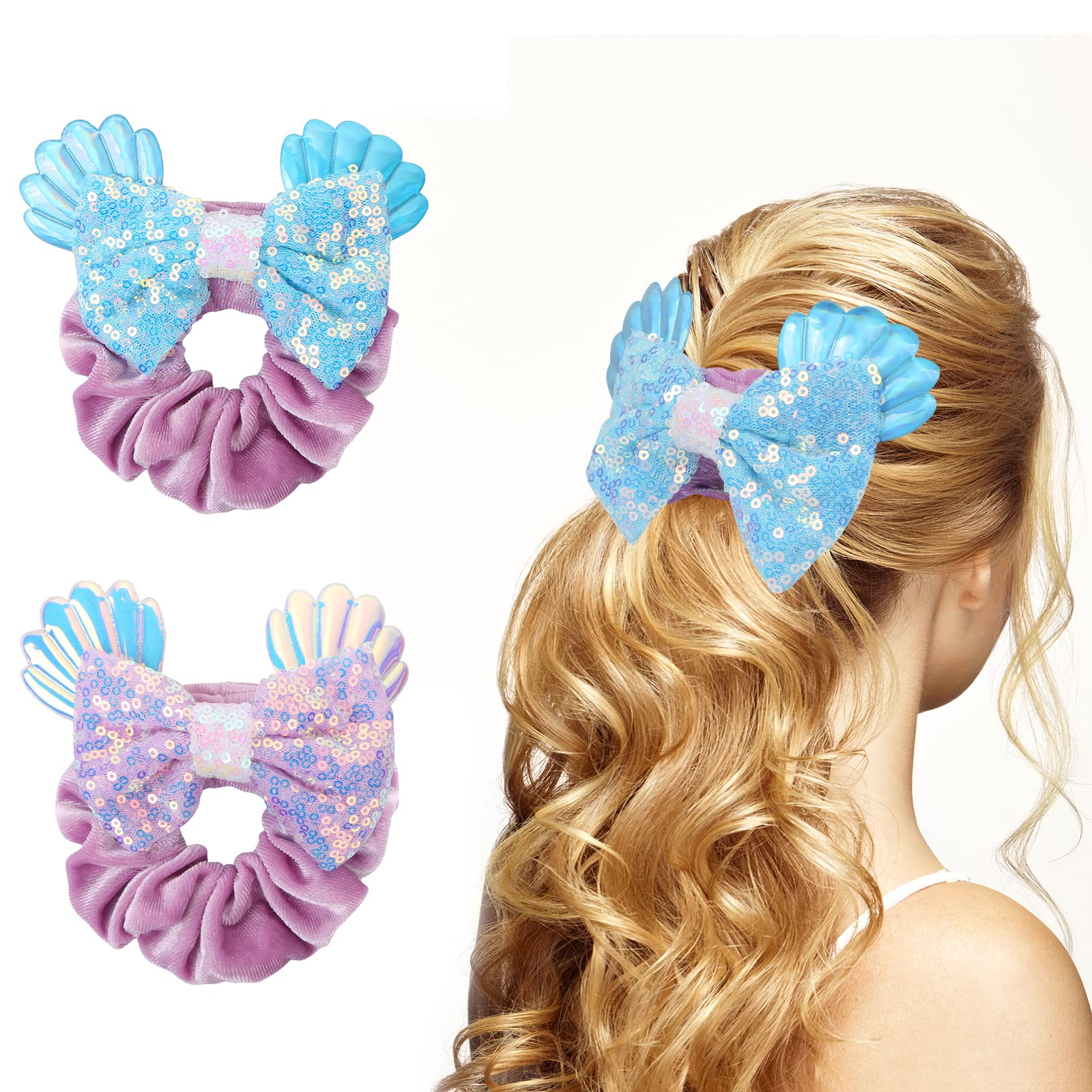 UHOMENY Mouse Ears Hair Bows for Girls, Cute Hair 2PCS (Purple-Blue-image-47e5e499-1945-4f7c-a27d-985beb707bb0-59129