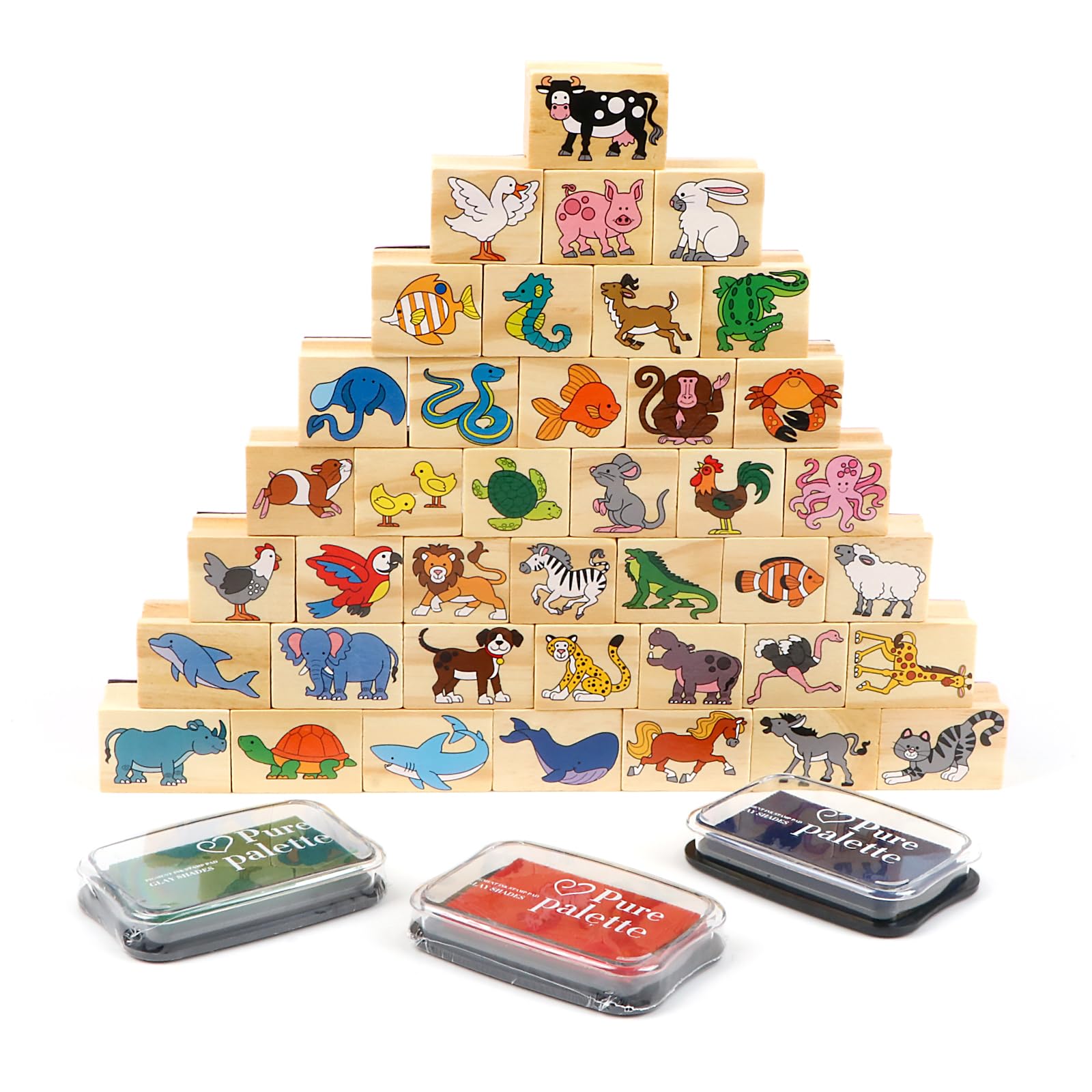 KABENFIS Wooden Animals Stamps Set with Storage Bag Gift Toys for 40-image-7e892a35-0771-4f42-8be1-44e0abd8523d-27892