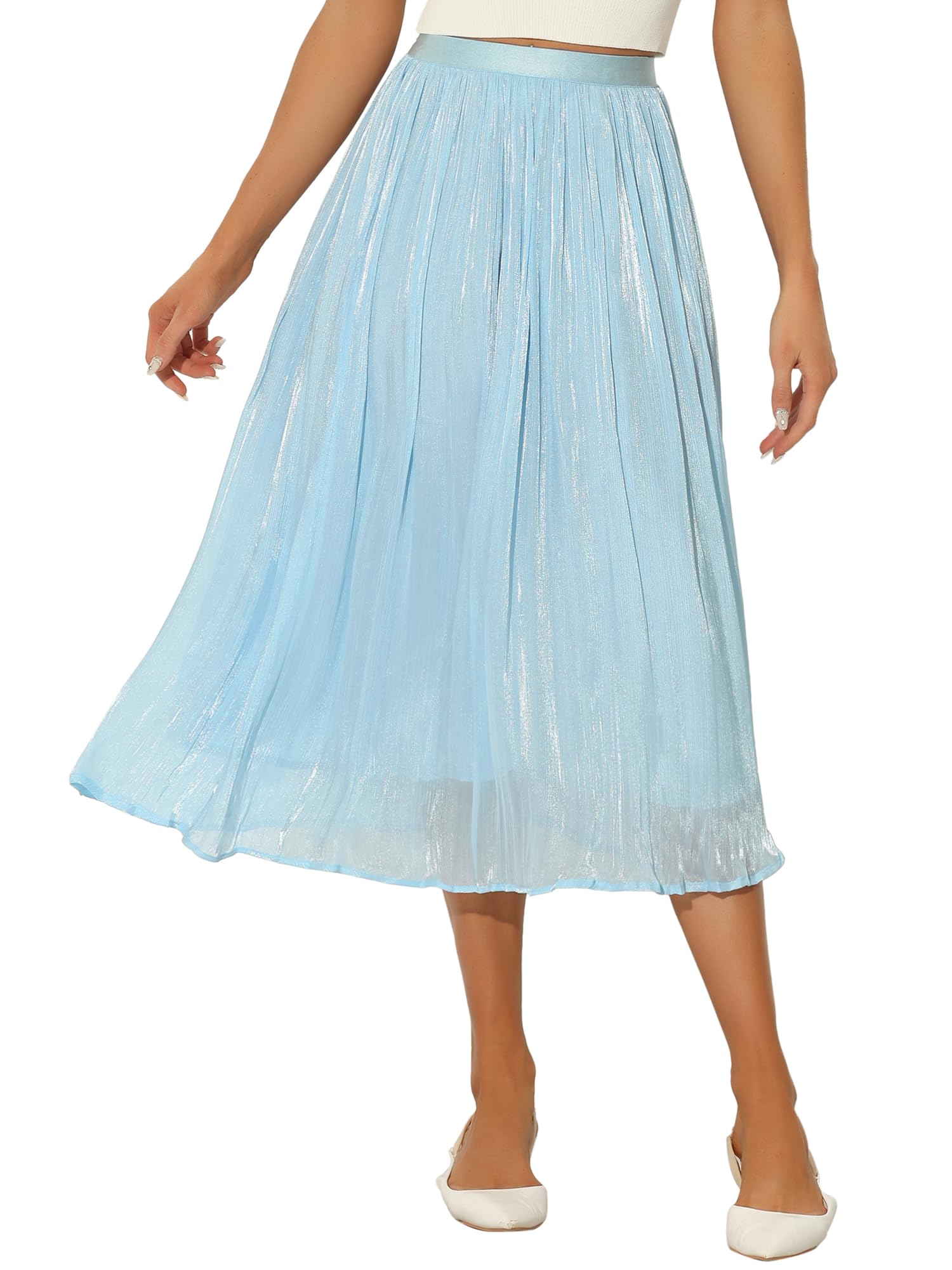 Pleated A-Line Midi Skirt - Light Blue S-image-d6cbc598-f743-4e67-9a11-7102a2816c1c-91802