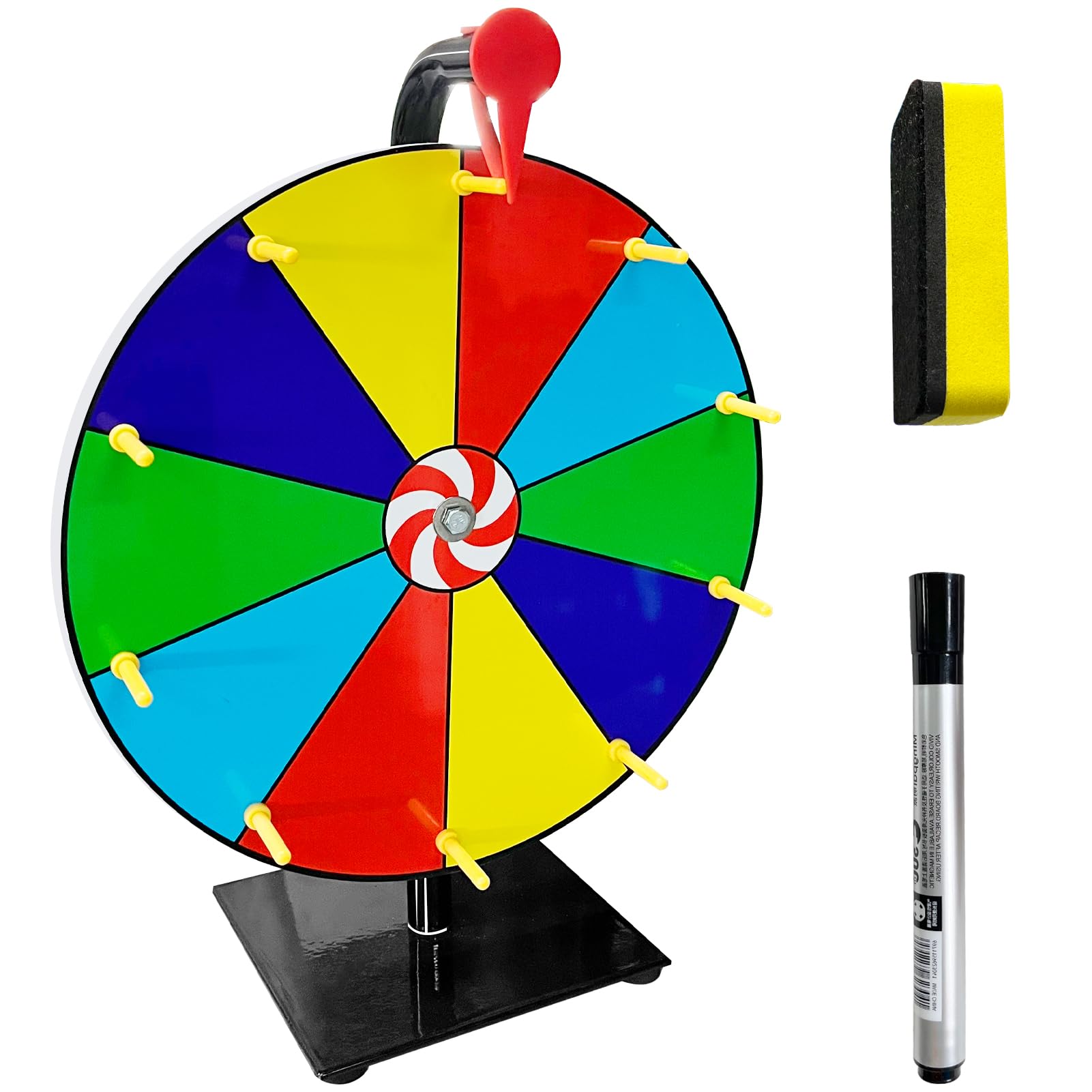 12in Colourful Spinning Prize Wheel with Eraser & Marker - Perfect for Parties & Events-image-30583c9c-55b0-4042-a8e7-af7ad2f2ca08-53172