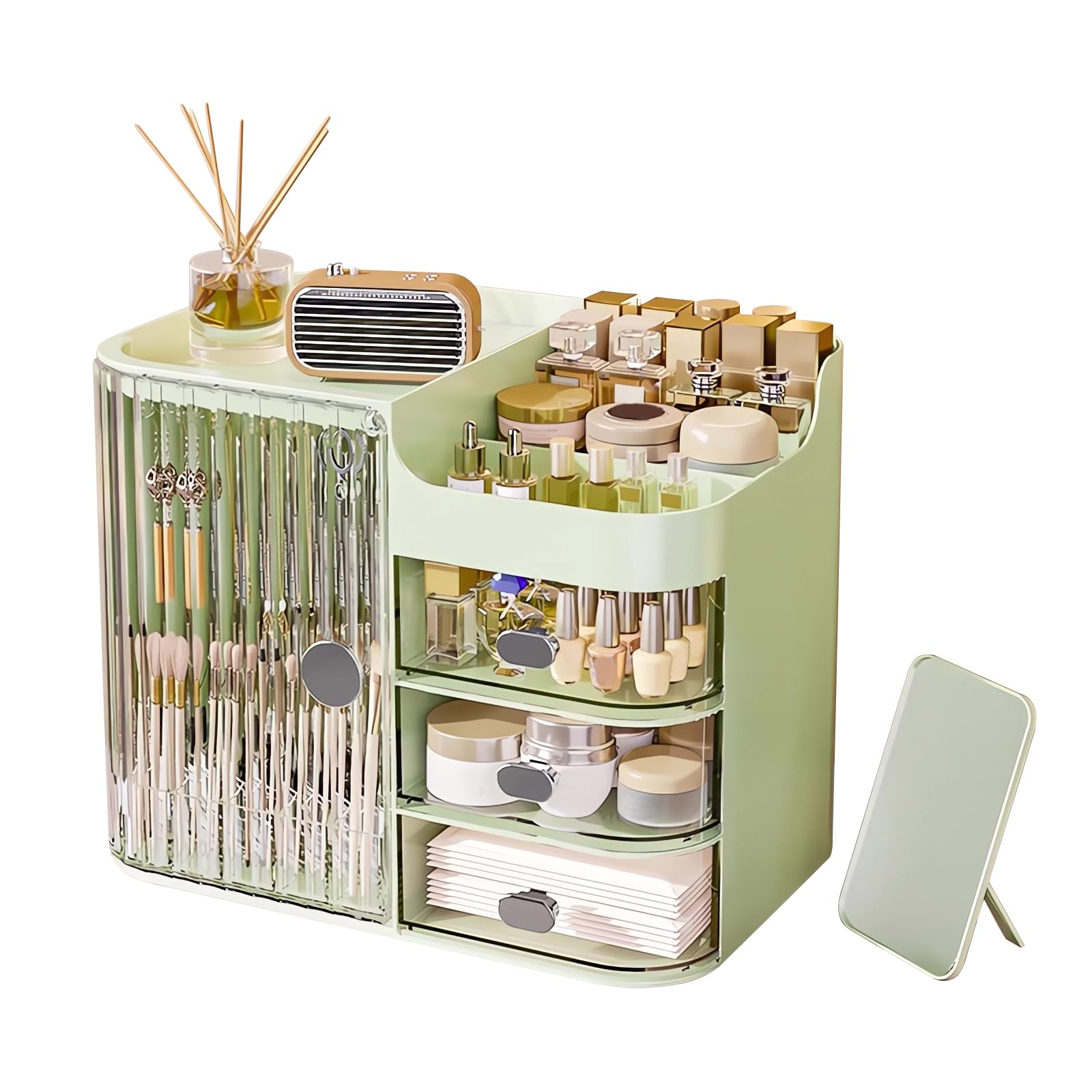 Makeup Organiser with Mirror - Green-image-c28206f7-72c9-4a9a-bc15-12d65524492a-107906