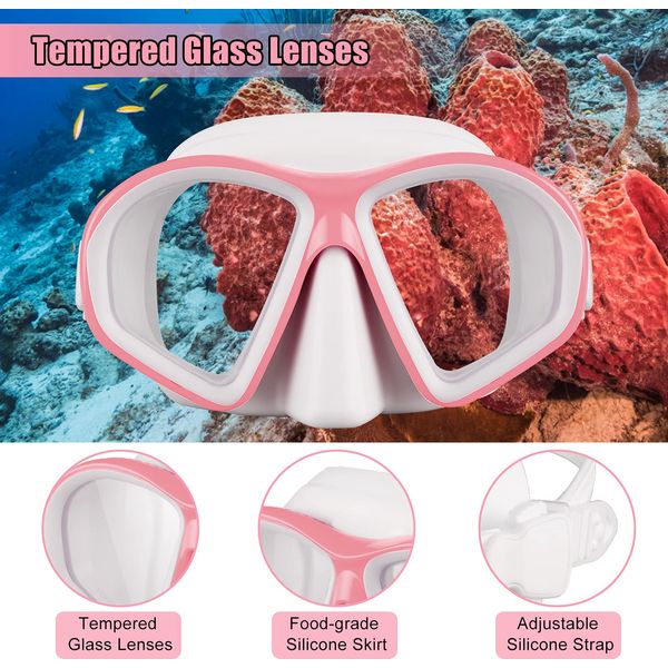 Seals Dry Snorkel Set For Kids Youth Junior, Anti-Fog Tempered Glass Snorkeling Mask, Anti Leak