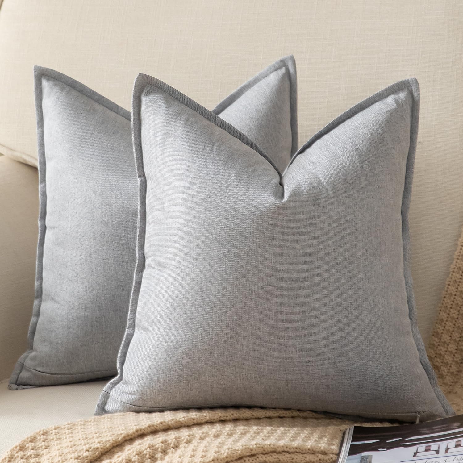 YAERTUN Pack of Decorative Linen Soild Cushion 2 18 x 18 45x45 cm-image-46538693-469b-485c-99a6-925bdca505c4-49821