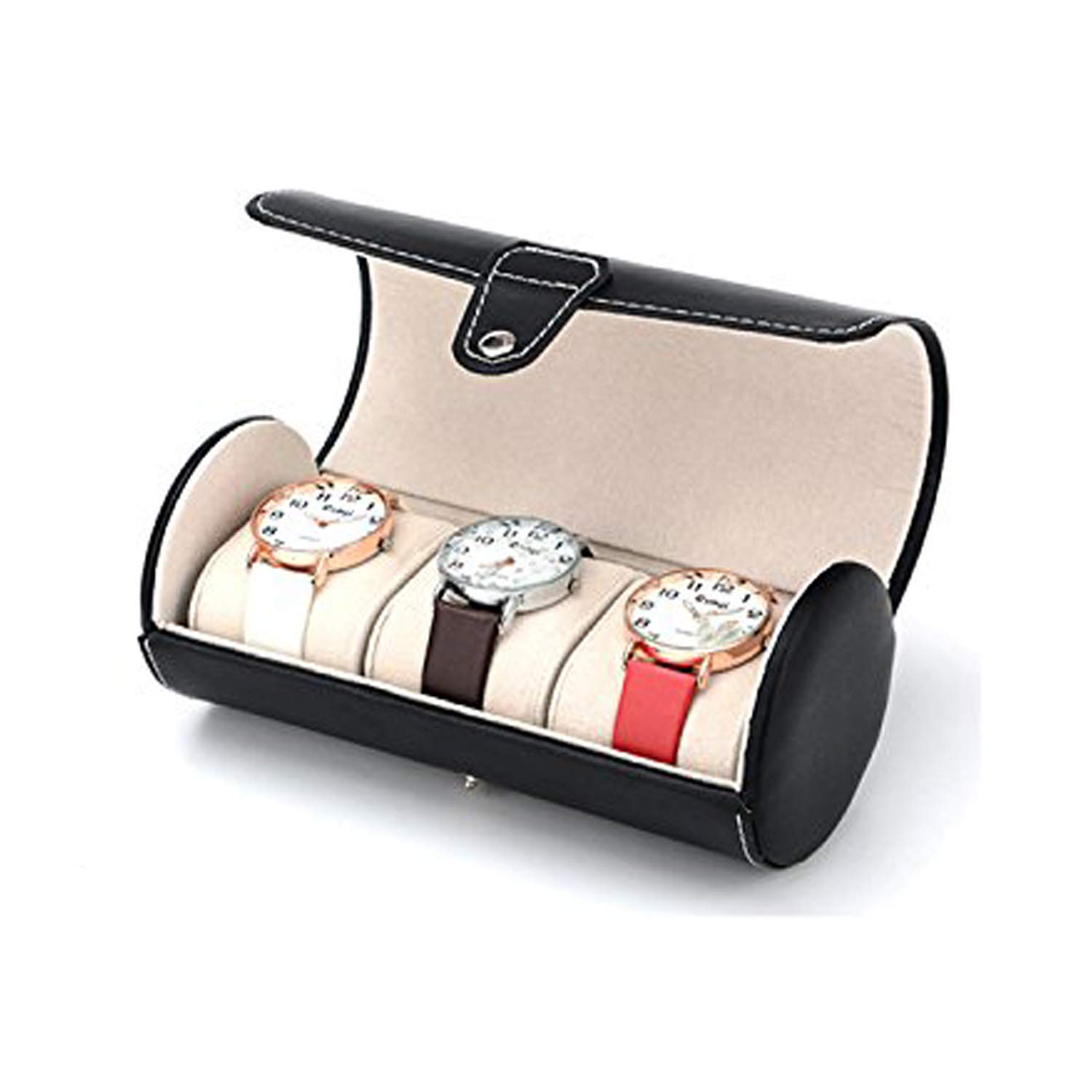 Premium Black Leather Watch Organizer for 3 Watches or Bracelets-image-a77ed0b0-af91-4896-a533-6d8107504488-63913
