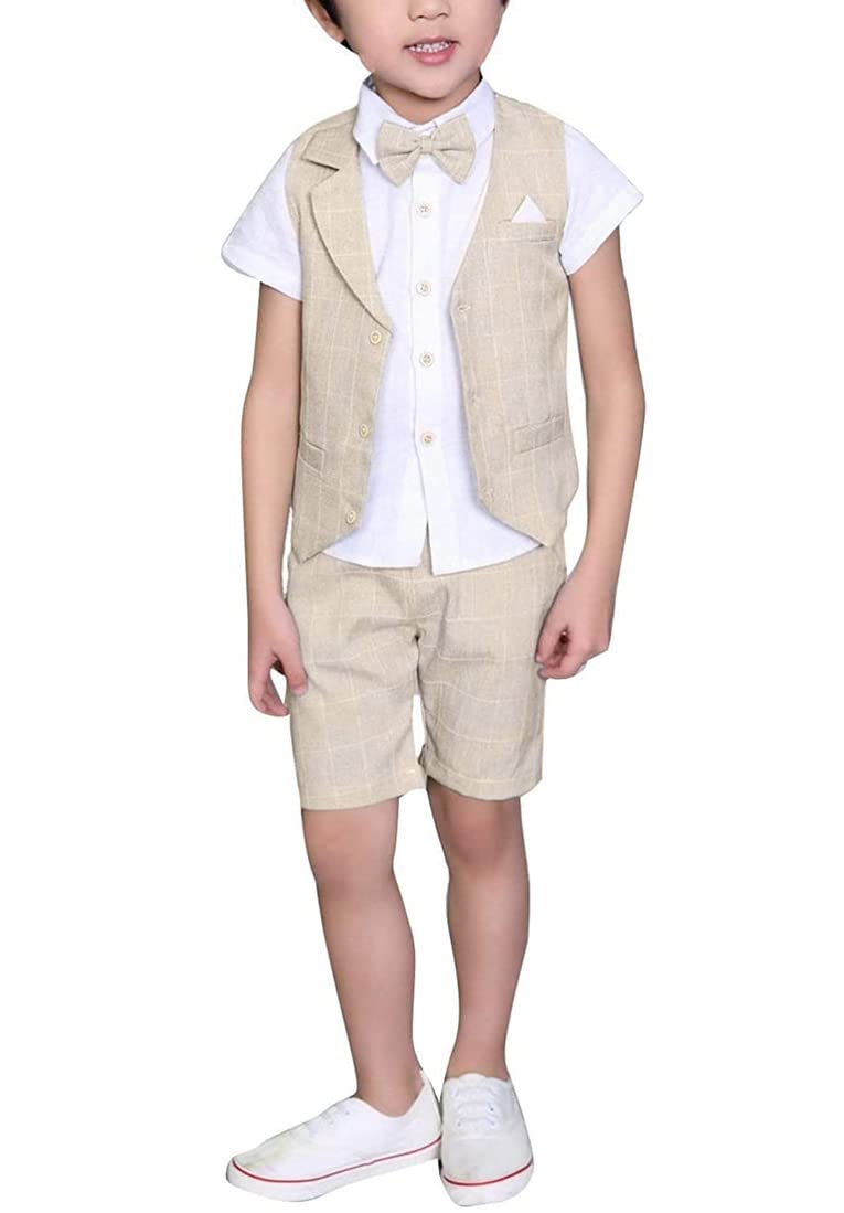 Boys 4 Piece Suit Set - Beige 4-5 Years-image-fa30706b-98f2-4f1e-8554-9719cfefca03-90287