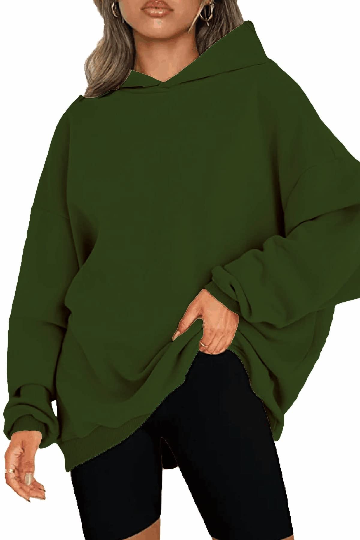 Oversized Fleece Hoodie Sweatshirt - Green UK L-image-dbe4bb1b-b997-49b3-95c4-e138436853b0-82715