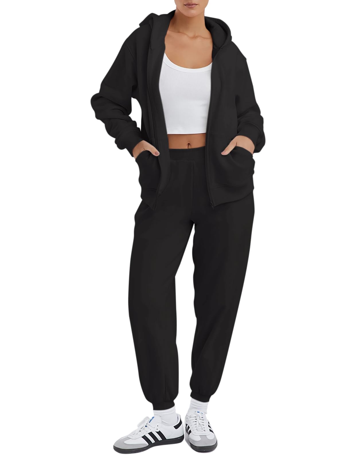 Women's Cotton Tracksuit Set with Hoodie - Black M-image-7ac61222-6f96-4fdd-967b-ade3c9ec6676-102503