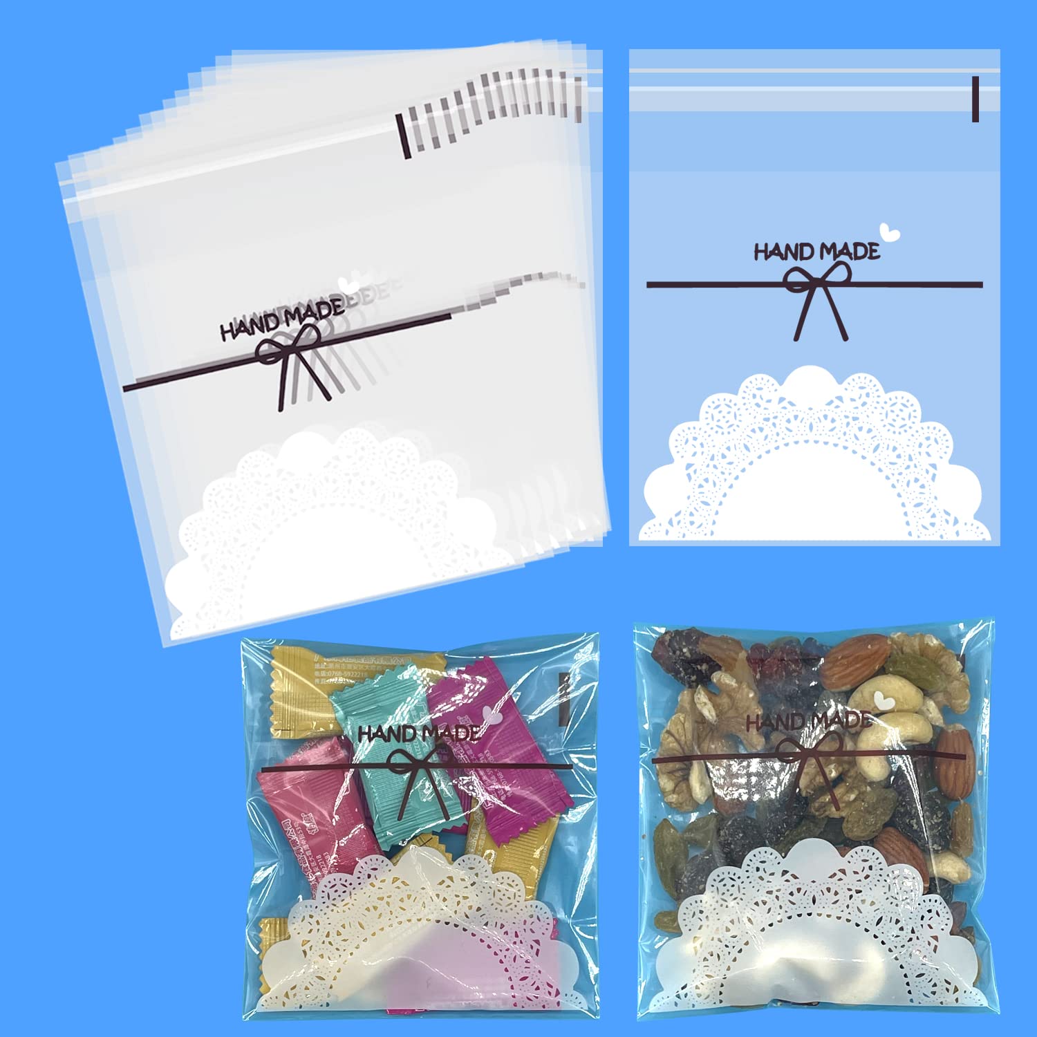 GWAWG Pcs Cookie Bags * Self Adhesive 100 3.9 3.9 Inches (Pink 100pcs)-image-d3c9a4b4-aa62-4d4f-a95d-1939c4ad2d85-57043
