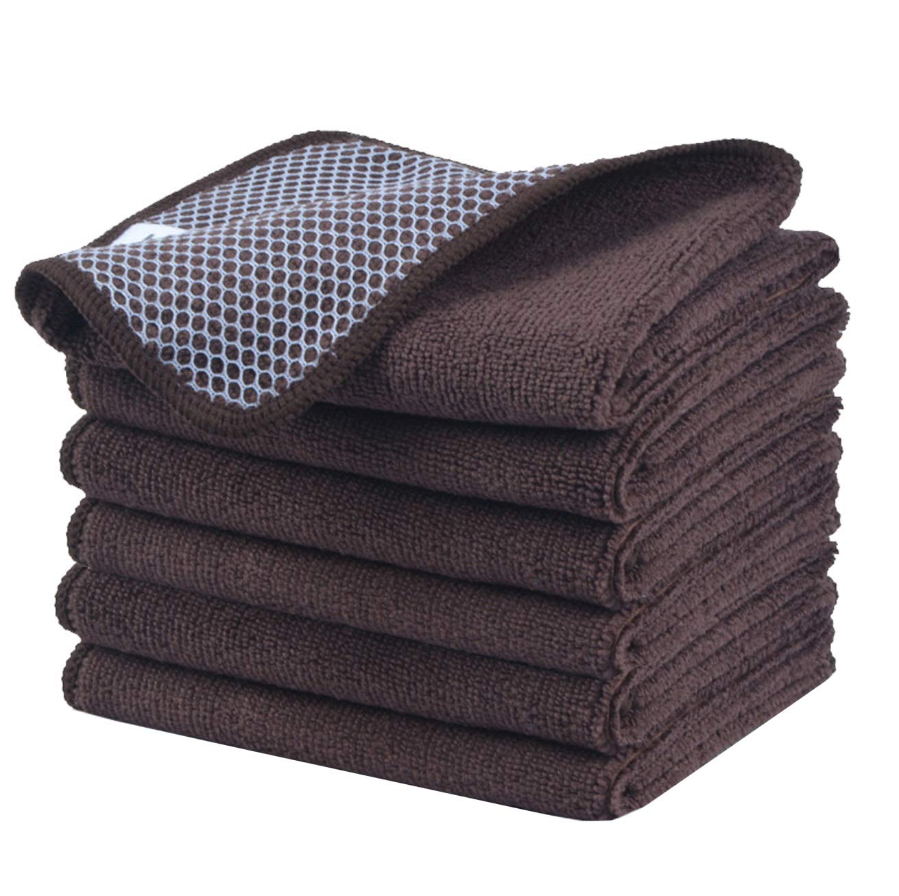 KinHwa Brown Microfibre Dish Cloths Absorbent and Dry Fast 30x30 cm 6