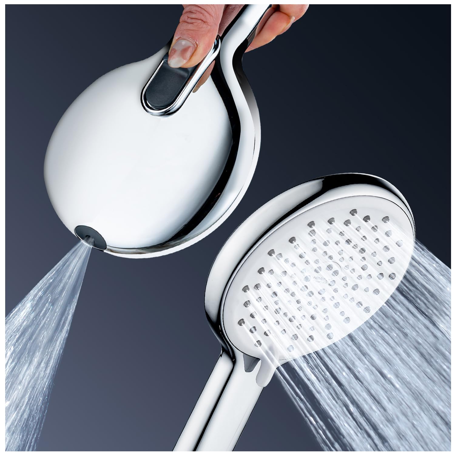 High Pressure Hand Shower Head, Liquid Silicone Nozzles, 3 Spray Modes, Chrome Finish-image-b36b70df-b9a1-401b-b8d5-13cecfe38e57-53386