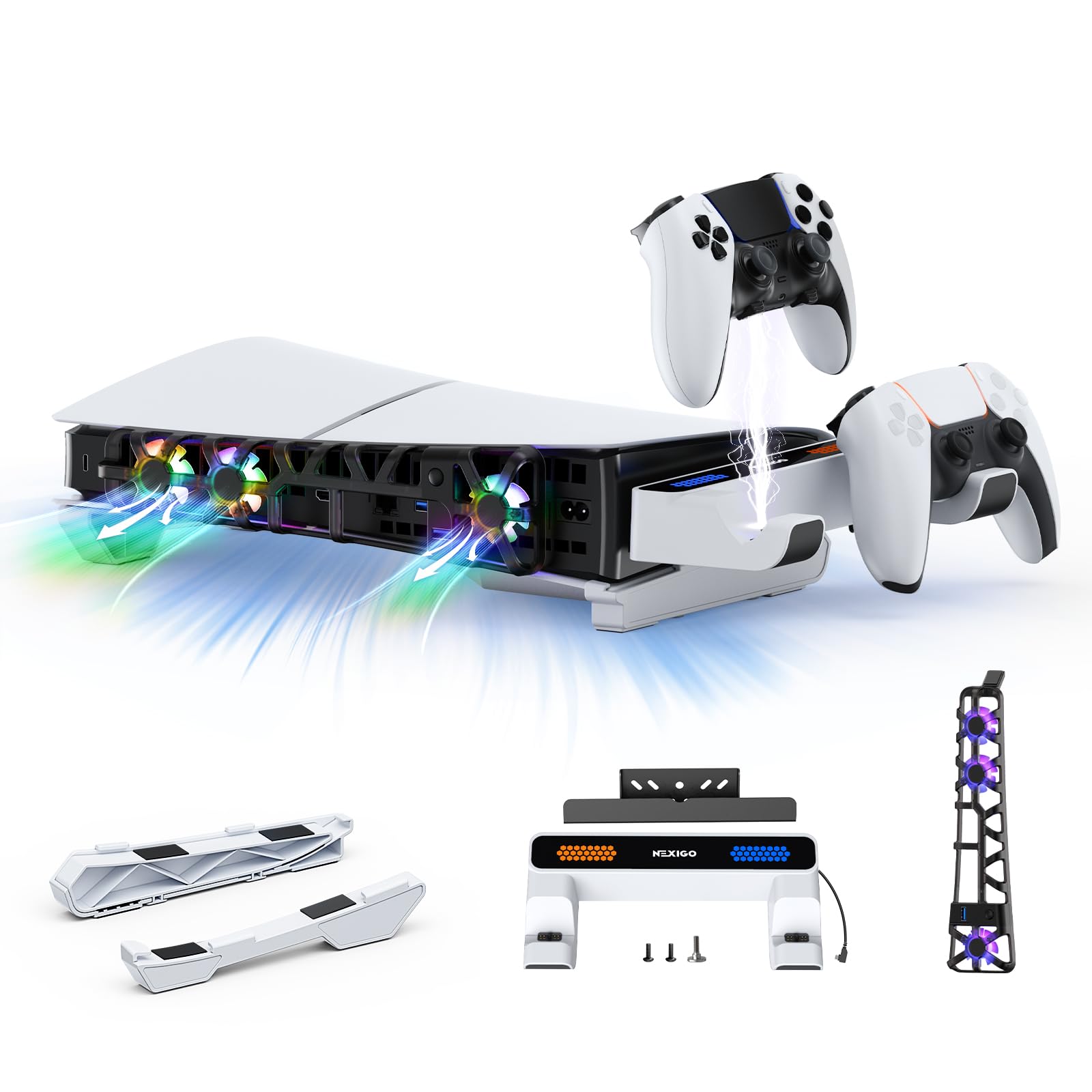 PS5 Slim Stand with RGB Cooling - White Slim 1556 WHT-image-3568639d-0866-439d-9df2-001401c2800b-112081