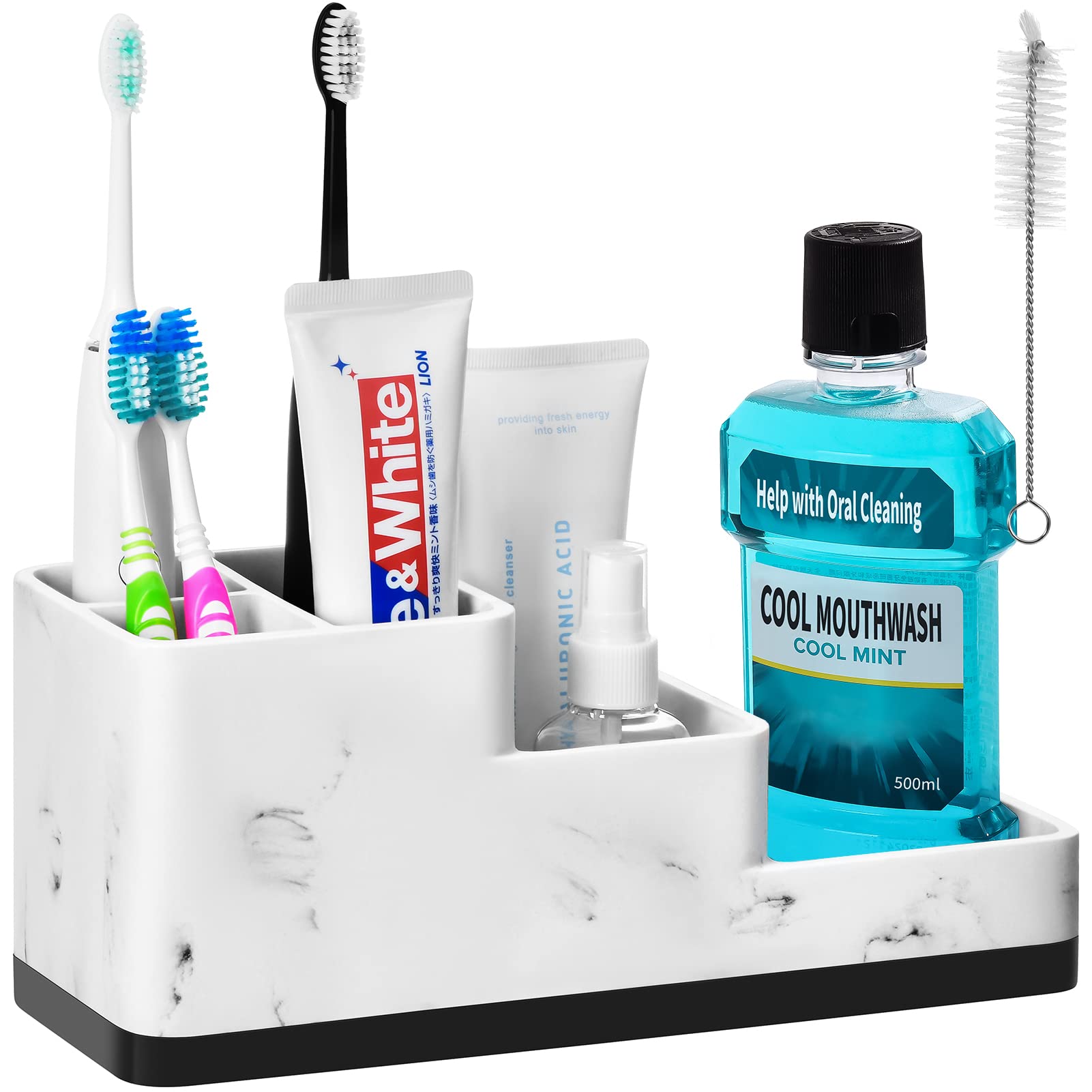 White Marble 5-Slot Electric Toothbrush Holder with Drainage - Bathroom Organiser-image-1b0b0c0a-51d9-4a91-82eb-2131228b4d36-43260