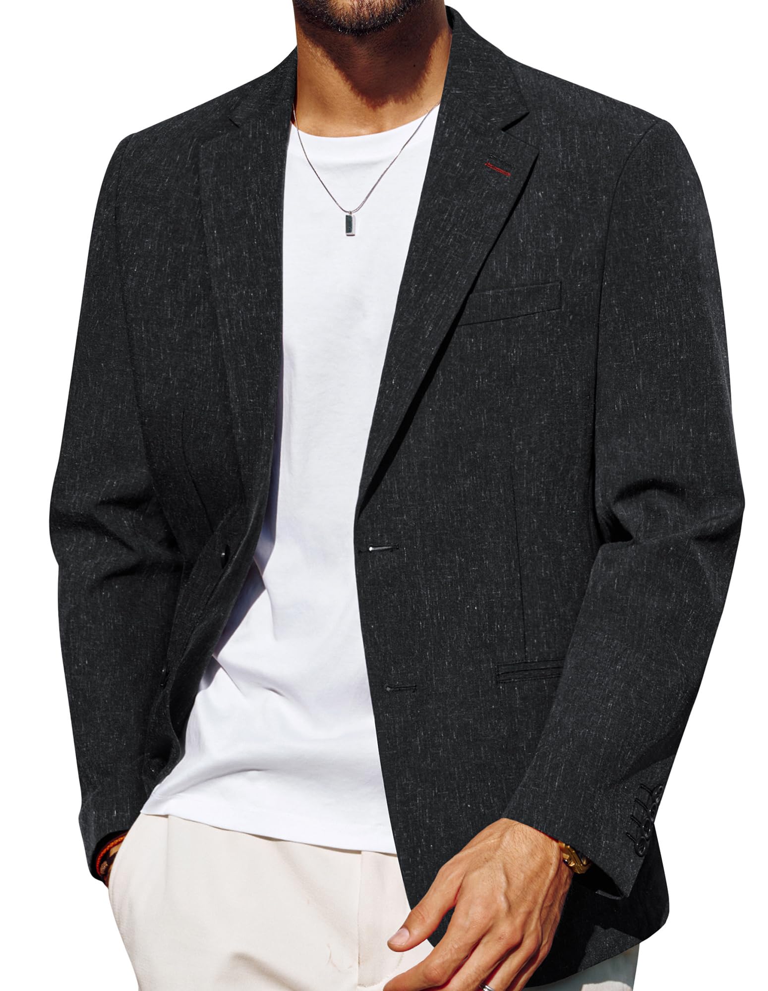 Men's Linen Blazer Regular Fit - Black S-image-b29654af-f5bb-4b2a-a82c-e6e9fae5a896-98801