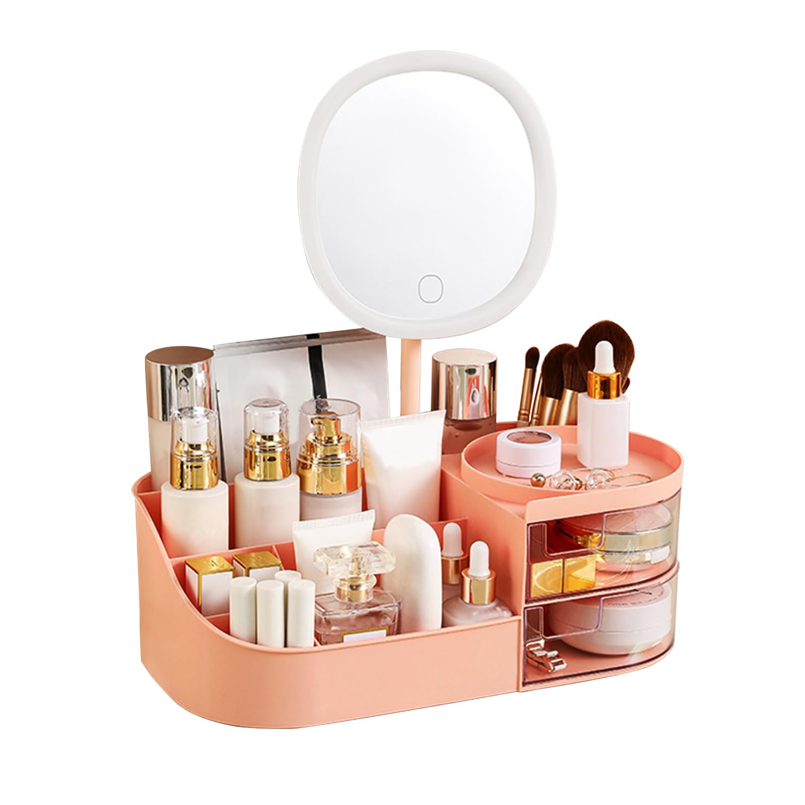 Makeup Organiser with Mirror - Pink H1084-image-8377f268-c62c-4992-9b84-eed4e437e0d0-106942