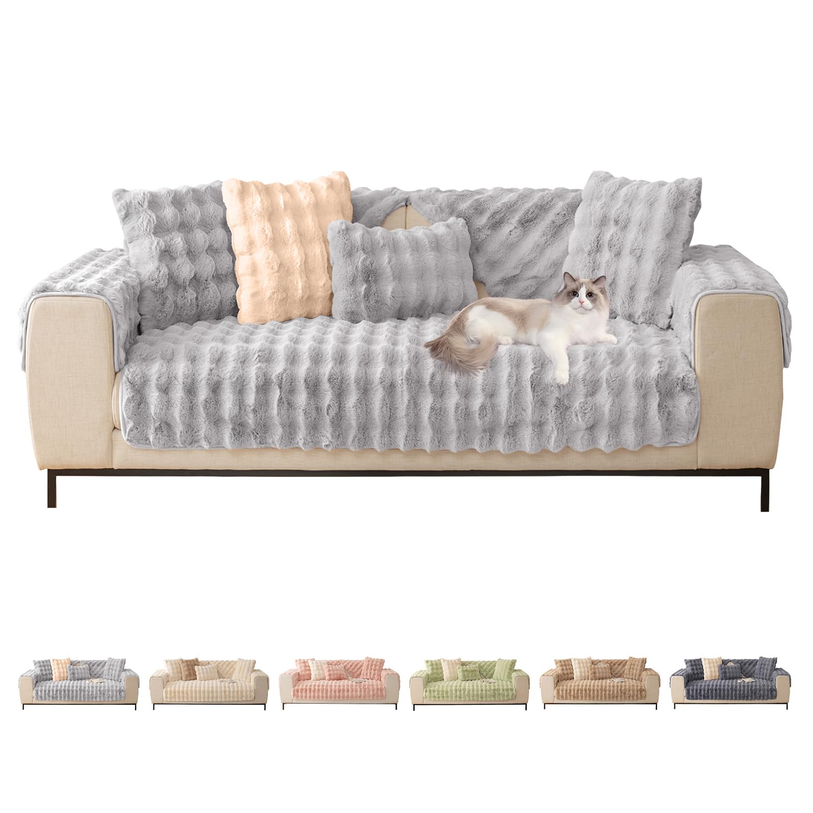 Sofa Slipcover Stretch Protector - Light Grey 35x63 inch-image-c3e803ae-239a-418d-8647-db64e9ecbab5-113533