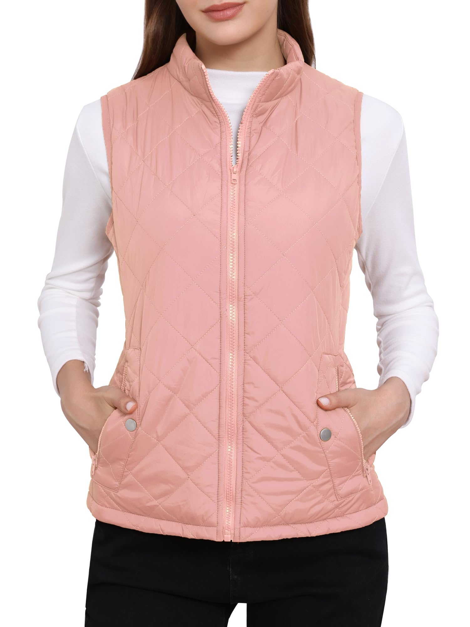 Women's Quilted Gilet - Dusty Rose M-image-b6202a01-edec-4ba0-bd0e-d11dc4d36a86-115541