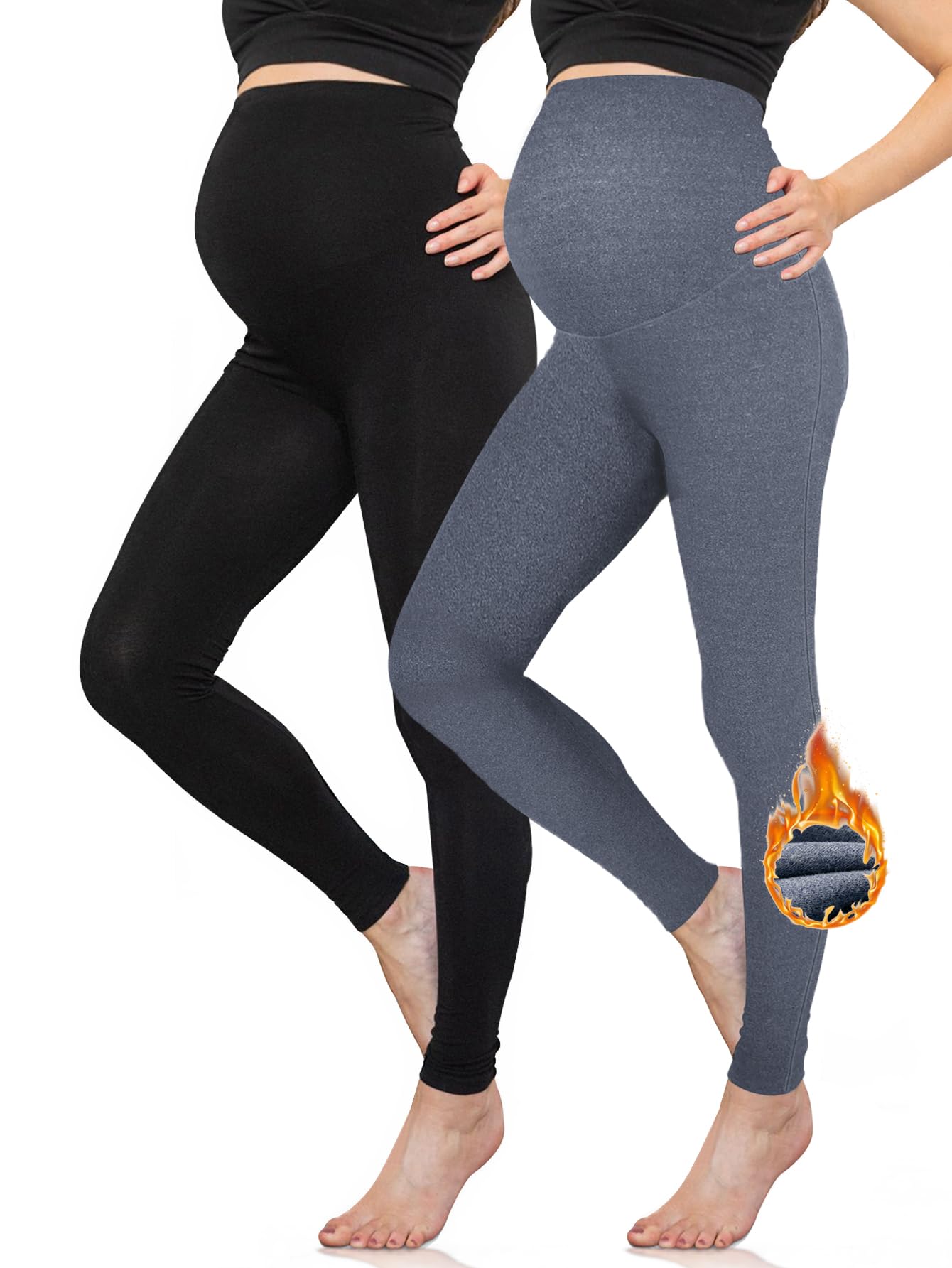 Thick Warm Maternity Leggings 2 Pack - Blue, Black L-image-2311ecf3-a844-4b2b-a2fa-fe7425b9eb17-115384