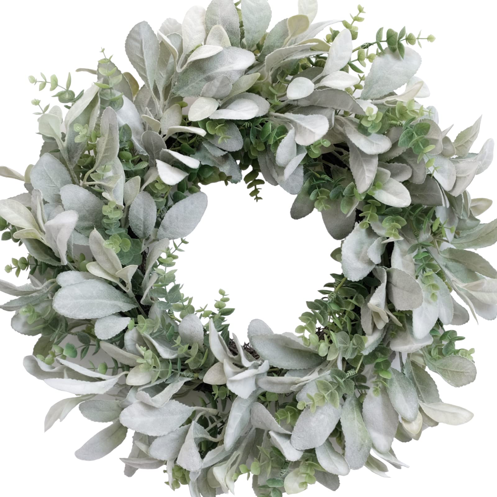18-inch Lambs Ear & Green Leaf Wreath - Green One Size-image-0132a15a-ecbc-4fa6-9396-87e05f8d7b06-94234