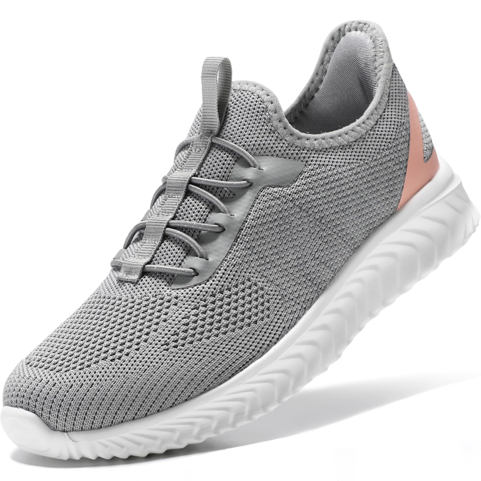 Womens Slip-On Trainers - Grey Pink UK 4.5