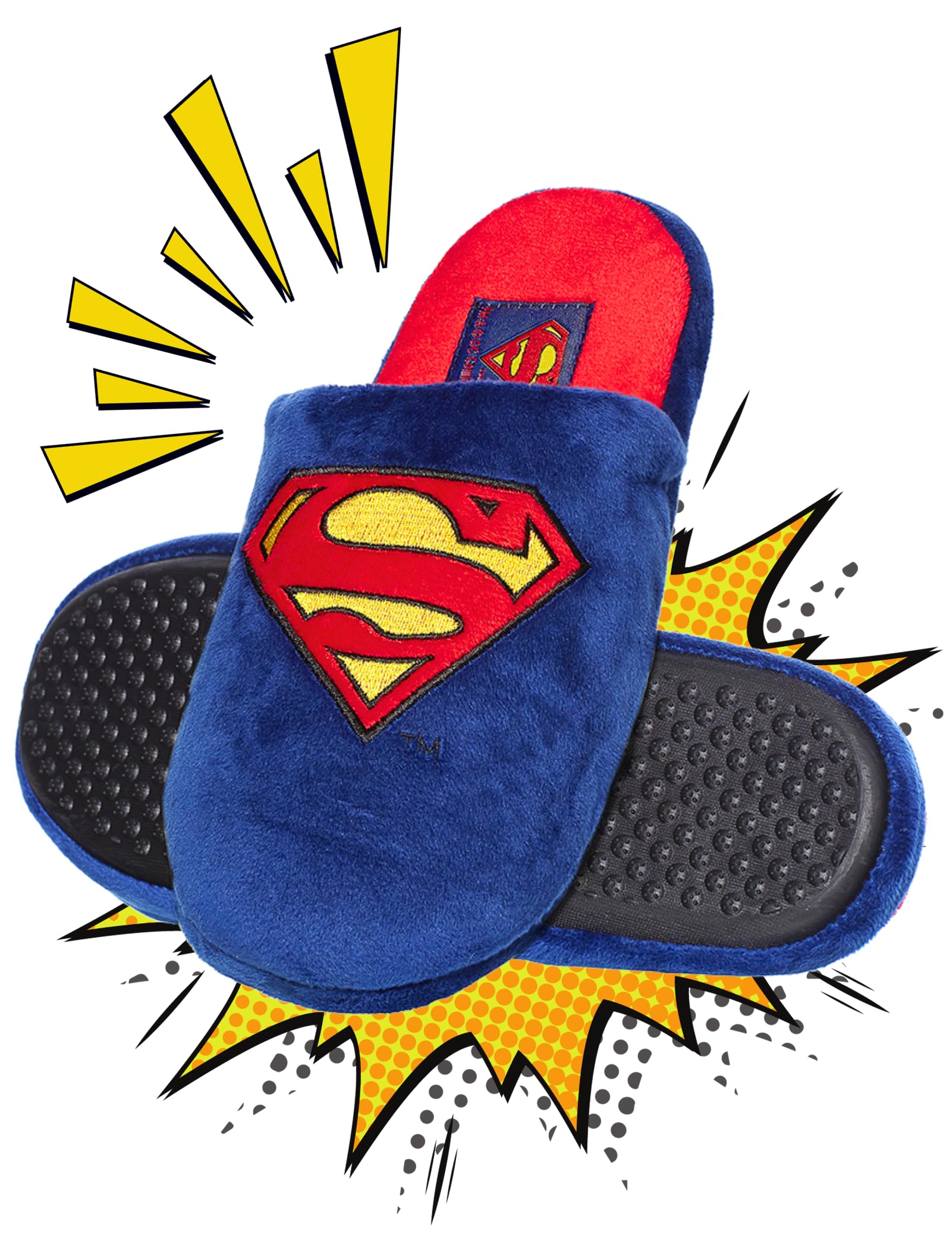 DC Comics Superman Funny Slippers Men Mens soxo Black Blue 10-11.5-image-f4a0ccfd-63f6-4a71-b5c9-560670532bff-53296