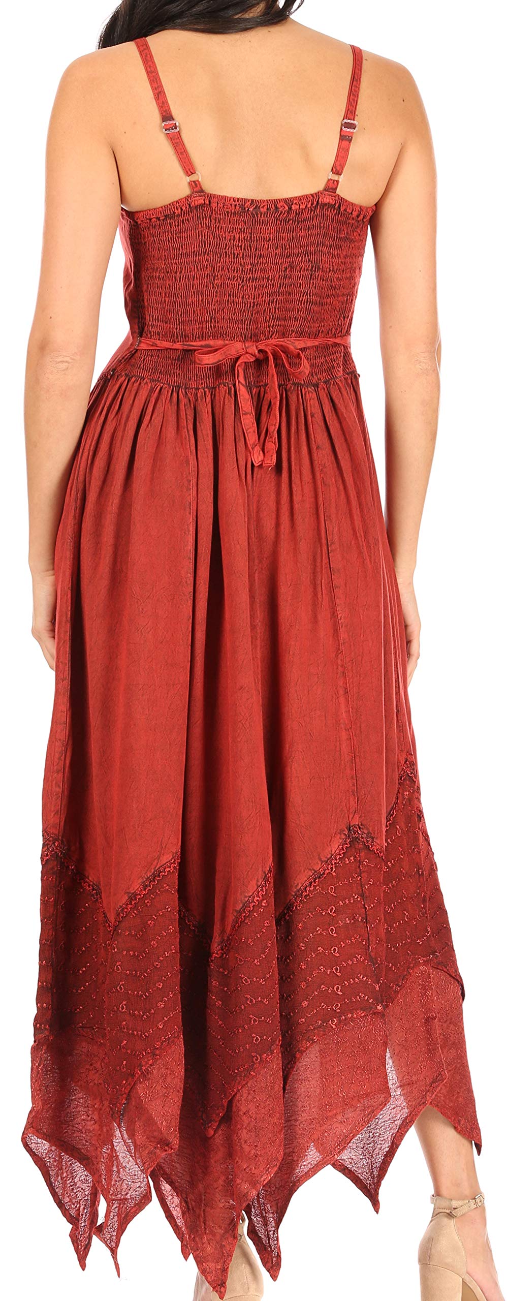 sakkas stonewashed rayon embroidered adjustable spaghetti straps long dress Ark & Co Floral Embroidered Linen Mini Dress – Franklin Sunset