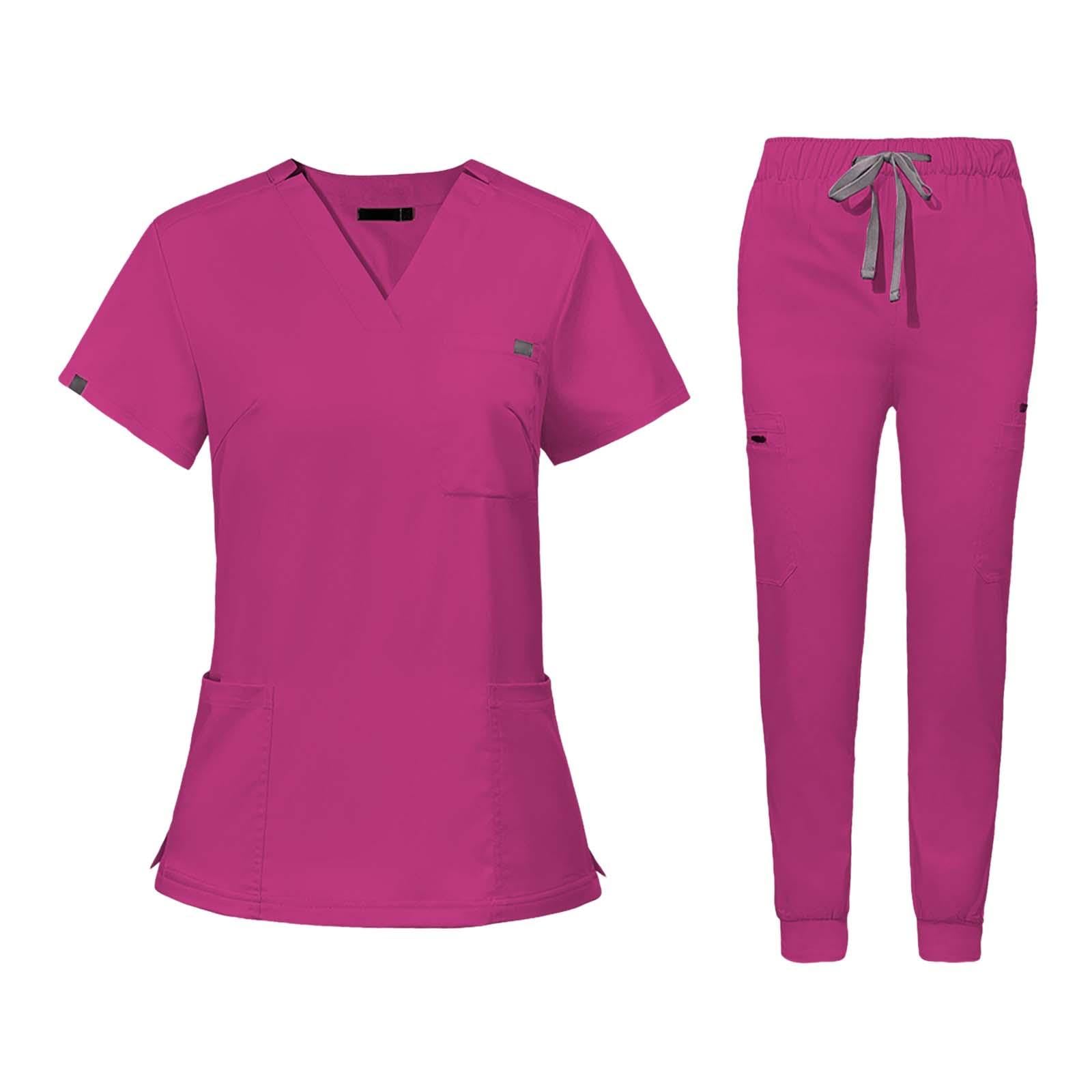 Women's Scrub Set with Pockets - Rose Red XL-image-ef958ede-2f22-4a0e-a6eb-3ece7d7f428d-107956