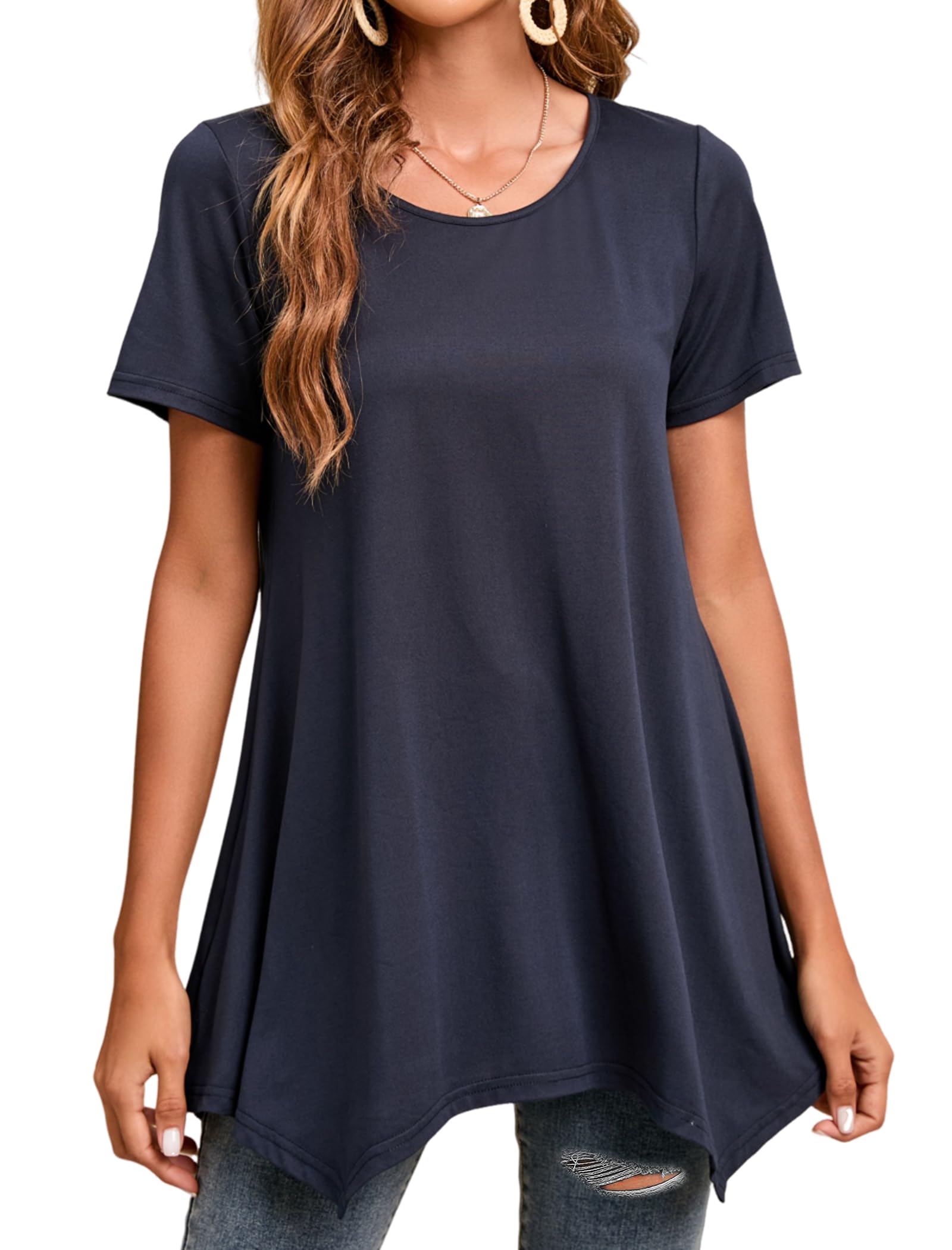 Women's Tunic Top Short Sleeve - Navy Blue S-image-a0d24e65-6e02-41fc-a84c-7fd5612c41a8-103563