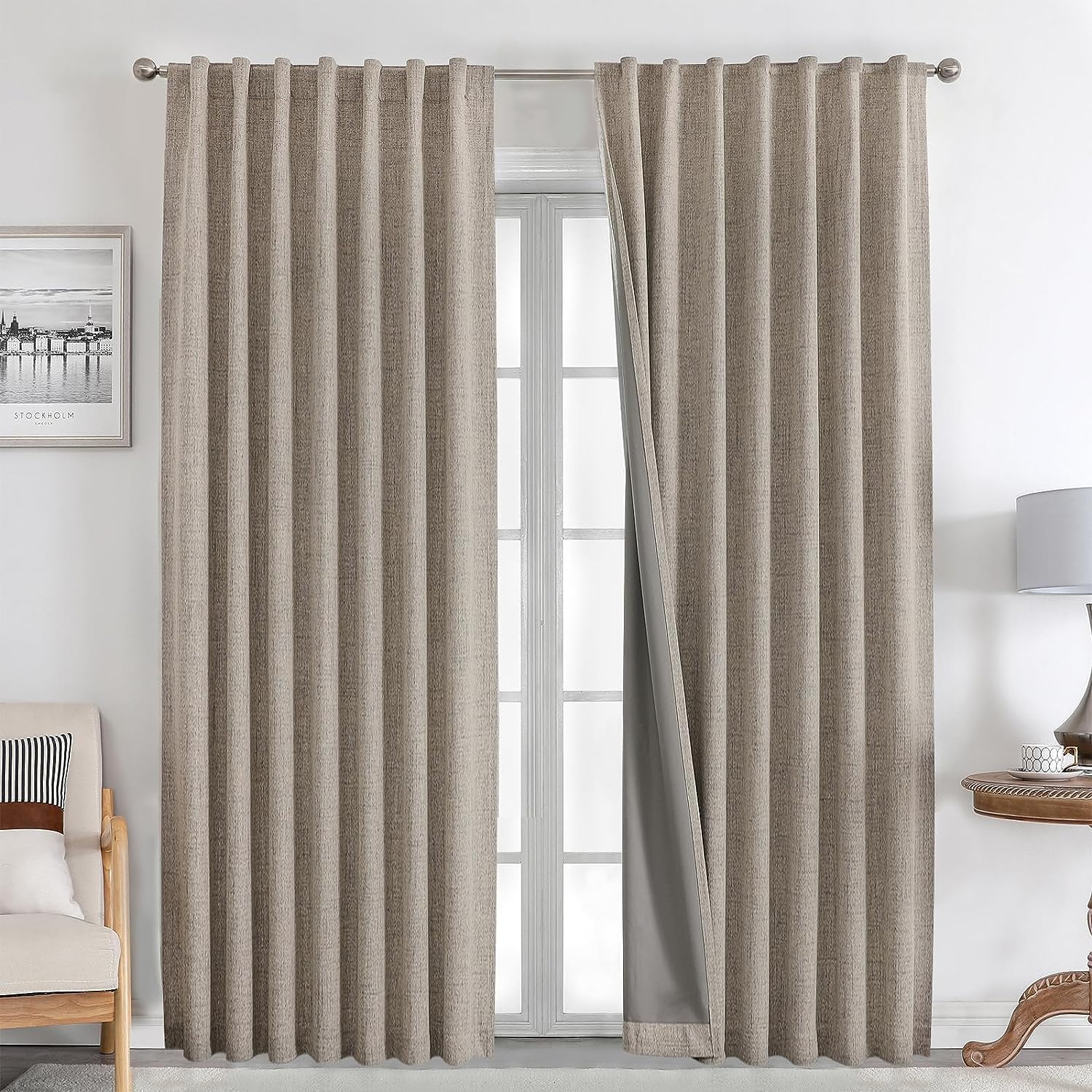 Blackout Thermal Curtains - Linen 55x94 Inch