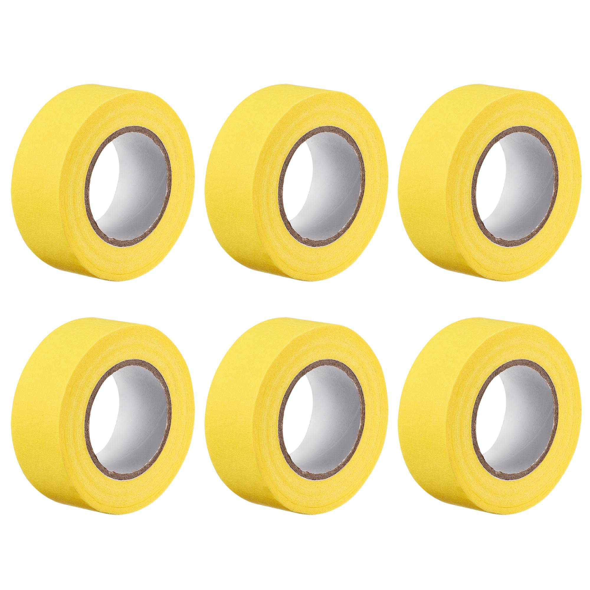 High-Adhesion Yellow Masking Tape Rolls - 6 Pack, 25mm Wide, 20m Long for DIY & Crafts-image-f6c37a41-5110-46b2-bab1-ccbfed9bd007-62805