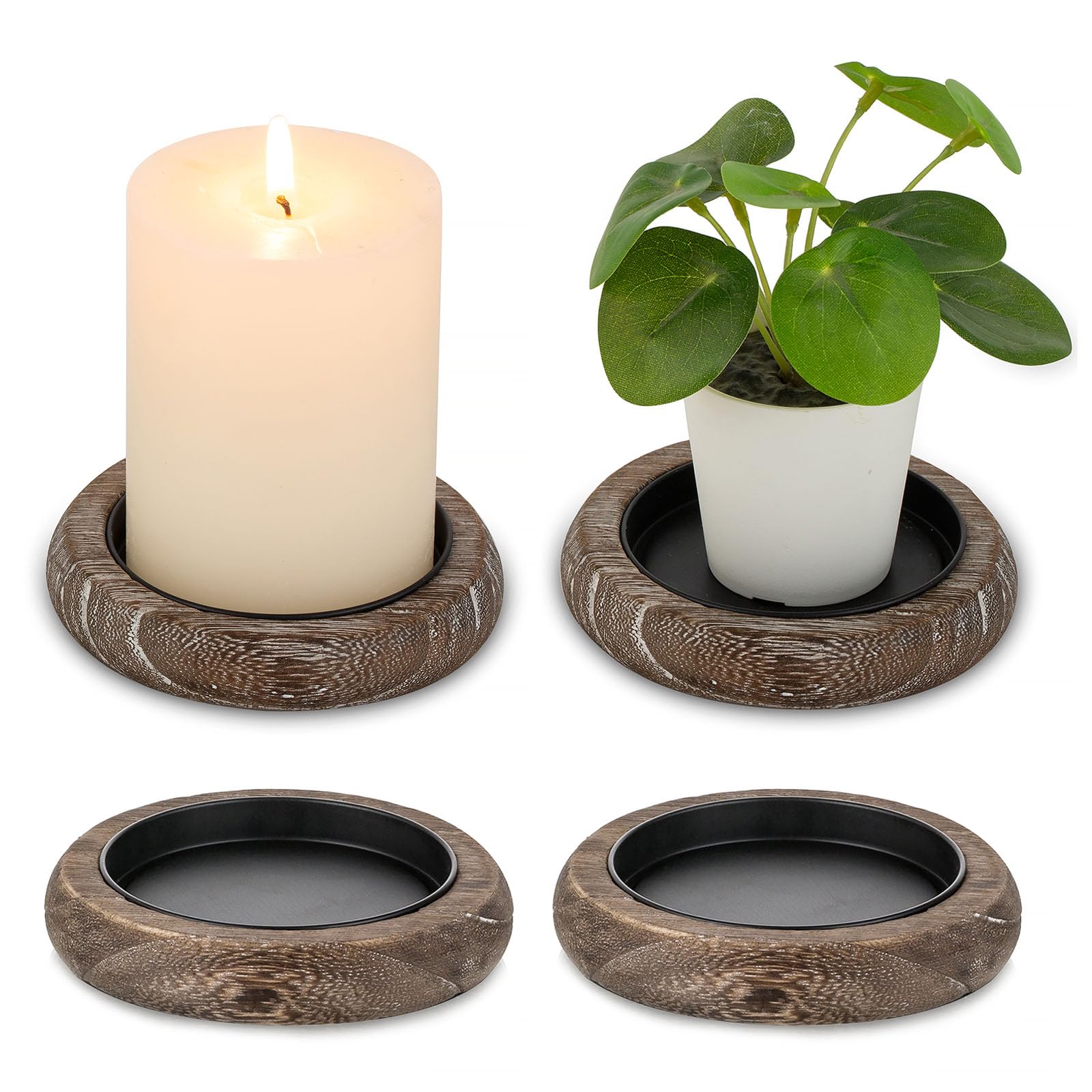 Rustic Wooden Candle Holders Set of 4 - Farmhouse Style for Weddings, Events, and Home Décor-image-3780fdeb-804b-42a9-b7a0-c0174e293769-67222