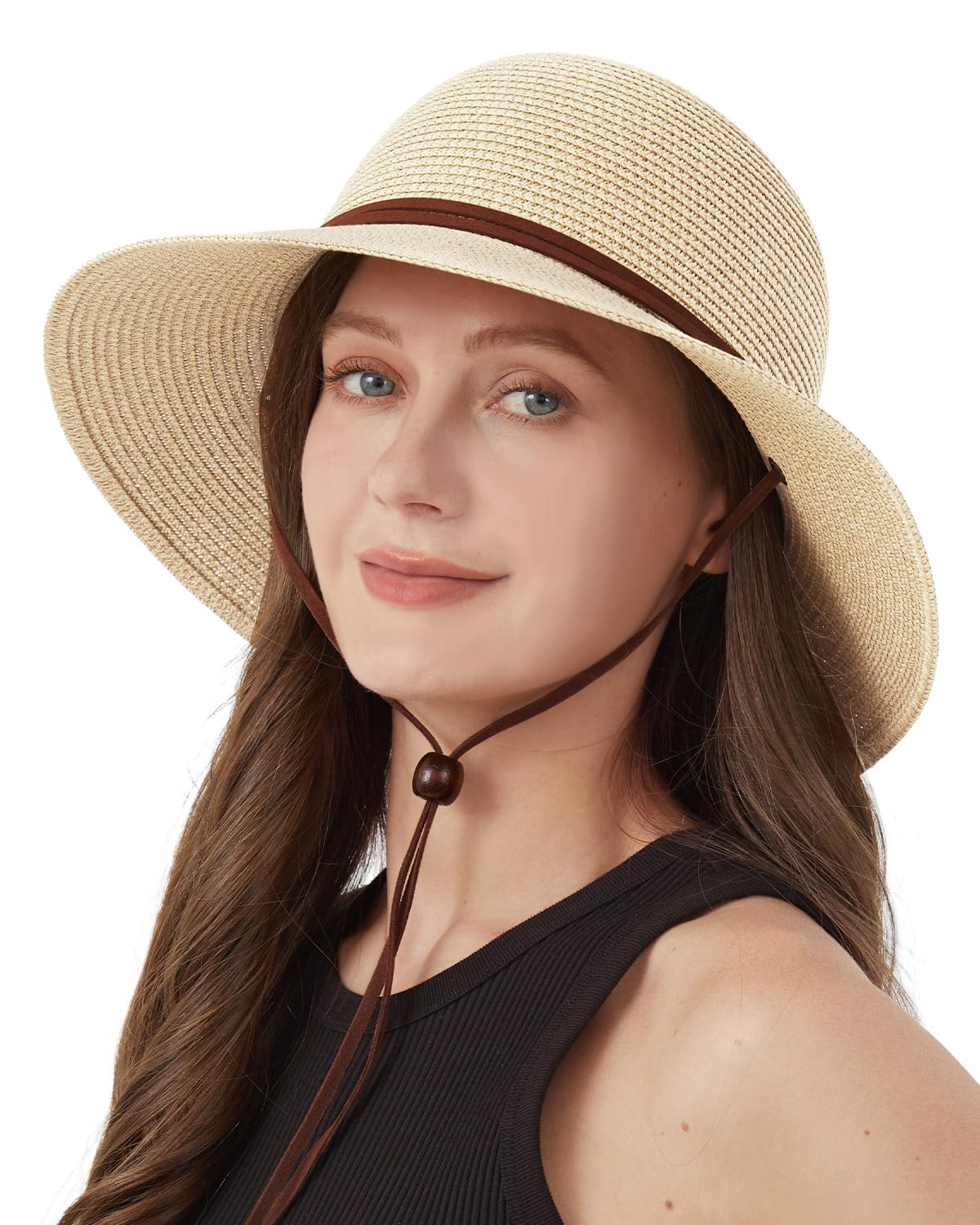 Large Straw Sun Hat UV Protection - Strap-Beige L-image-778dfa8f-0fe7-4f26-a76d-88394e428d28-121354