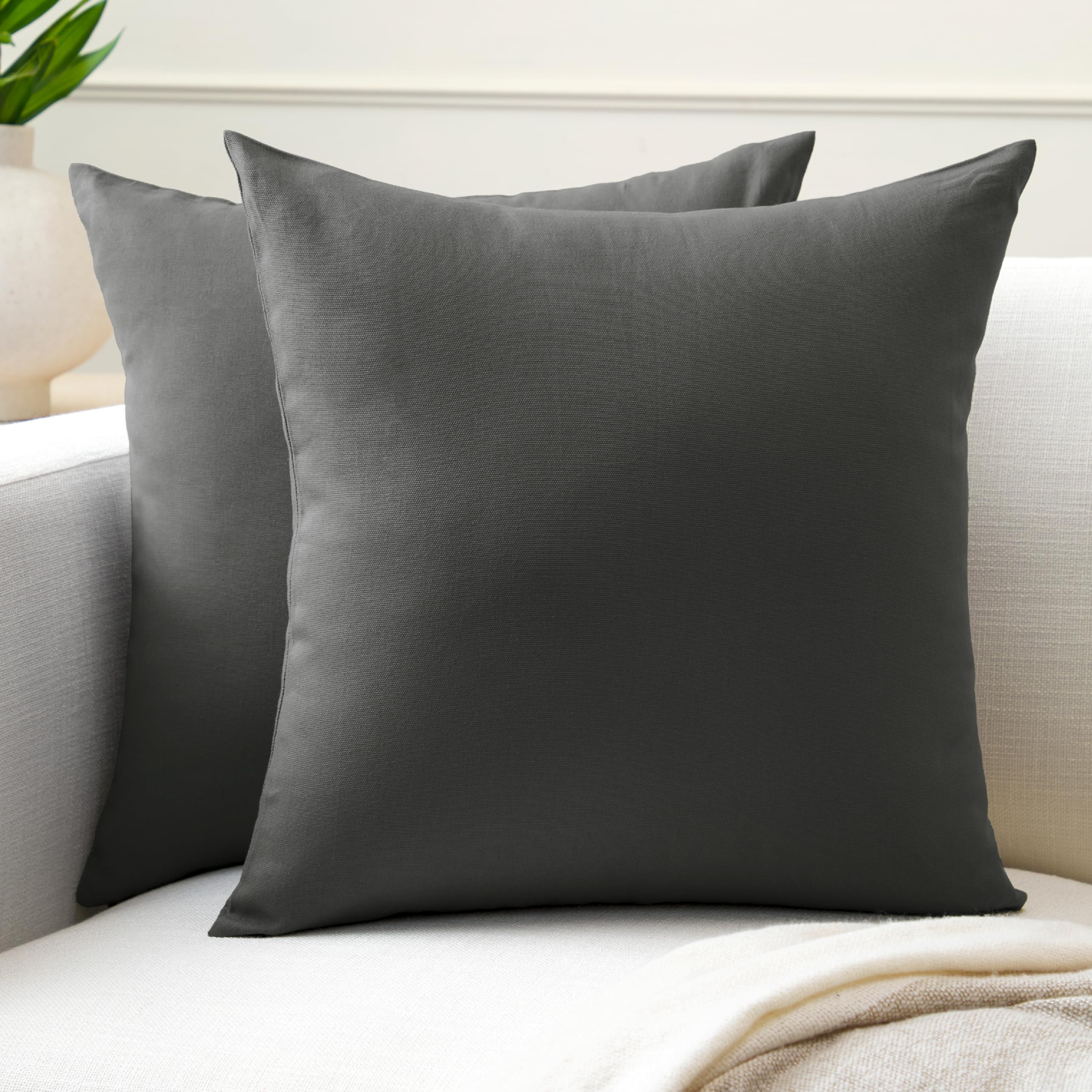 Cotton Throw Pillow Covers Set of 2 - Charcoal Grey 50x50 cm-image-a808ed5f-9534-4255-b1f6-e474c11fd8be-97669