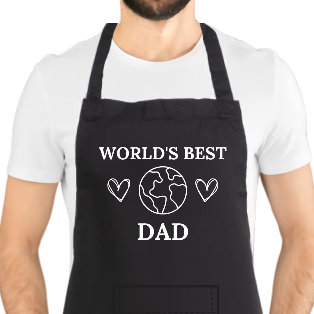 World's Best Dad Black BBQ Apron - Polyester Cotton Blend, One Size Fits All - Ideal Gift for Dads-image-803c318e-9497-4f59-9c3d-b9e0e4d600b1-66596