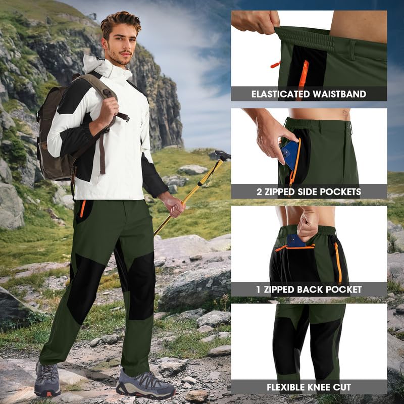 Men'S Walking And Hiking Zip-Off Trousers Lightweight Quick-Dry