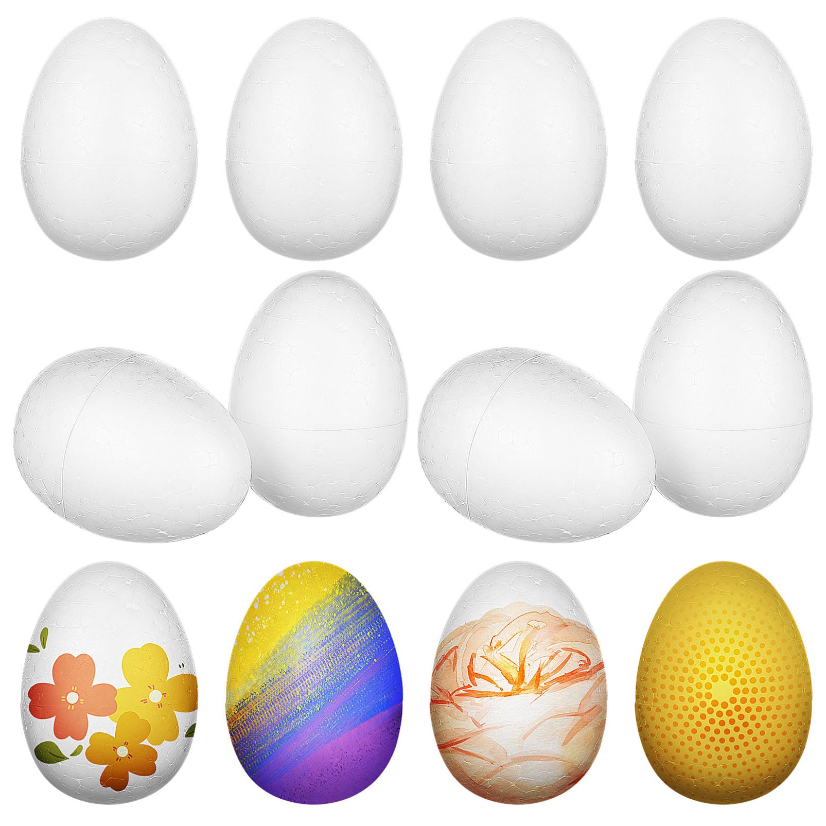Homoyoyo Easter Foam Inch DIY Craft Eggs Painting 40PCS Eggs,3 White