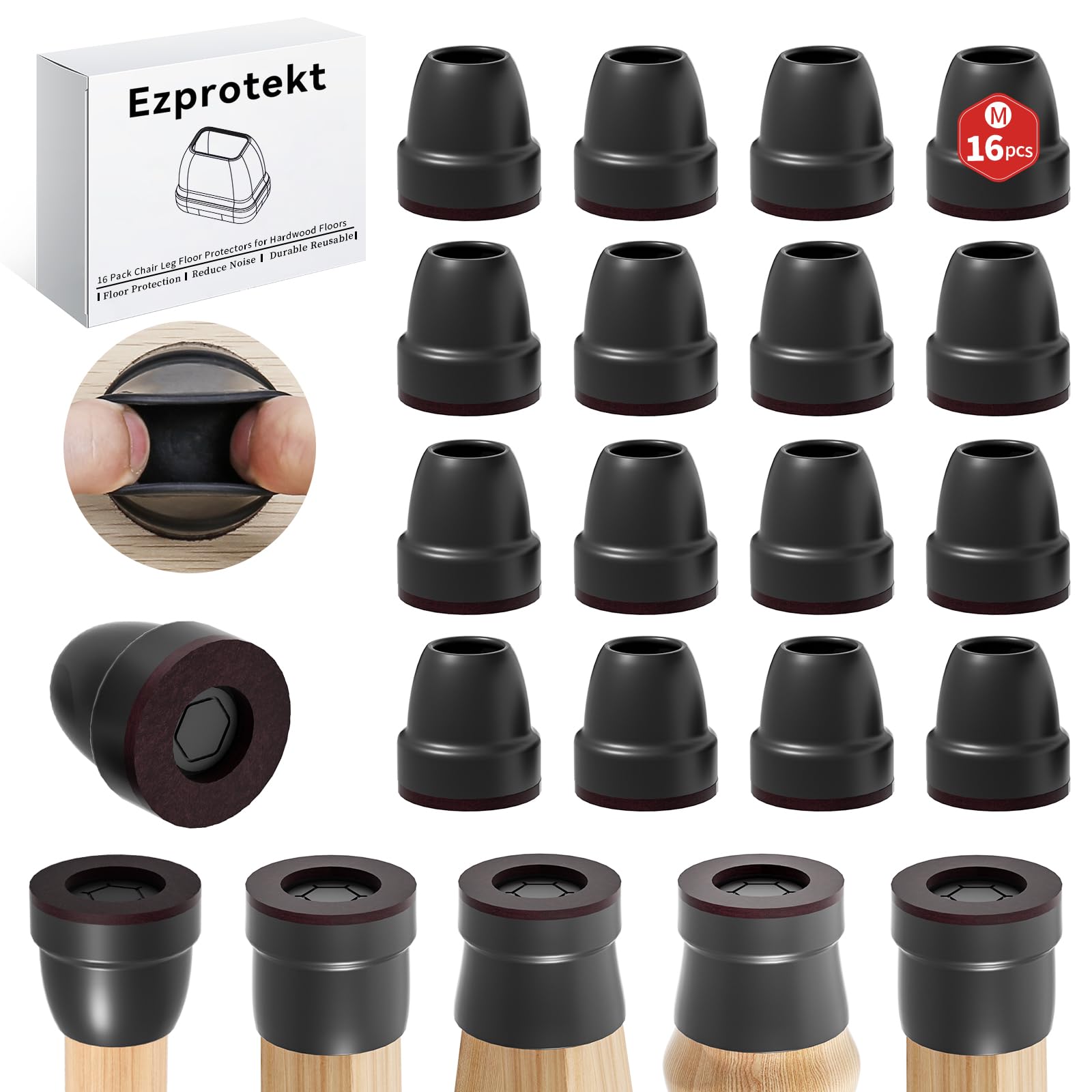 Chair Leg Protectors Set 16 PCS - Black M-image-c249b8d5-2c9e-4dae-81b5-c79e04d58350-119662