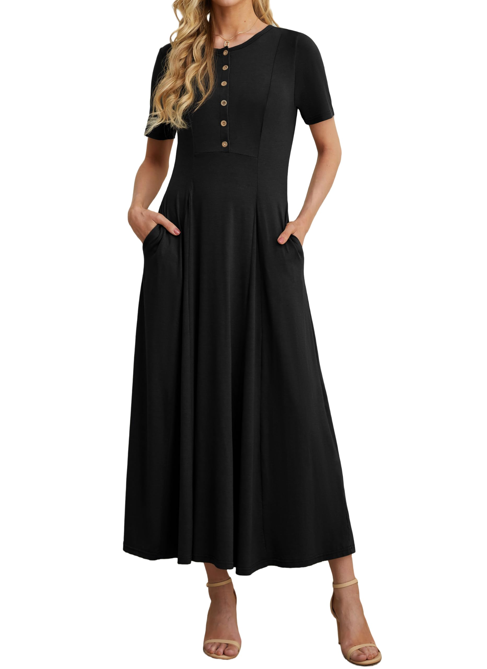 Women's Maxi Dress with Pockets - Black M-image-1787e614-d33c-41e8-9f56-29b2f45b25cd-100933