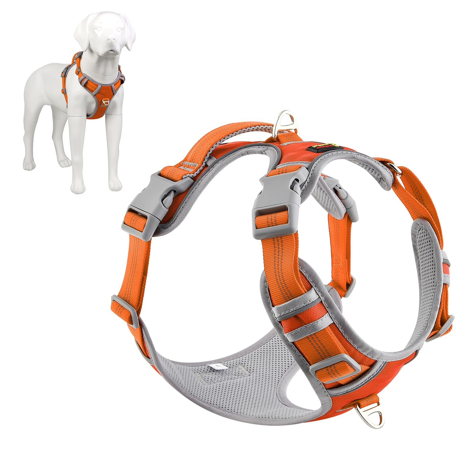 No Pull Reflective Dog Harness - Orange Medium-image-5ee5219d-d035-4189-aef0-1f0df8262625-119289
