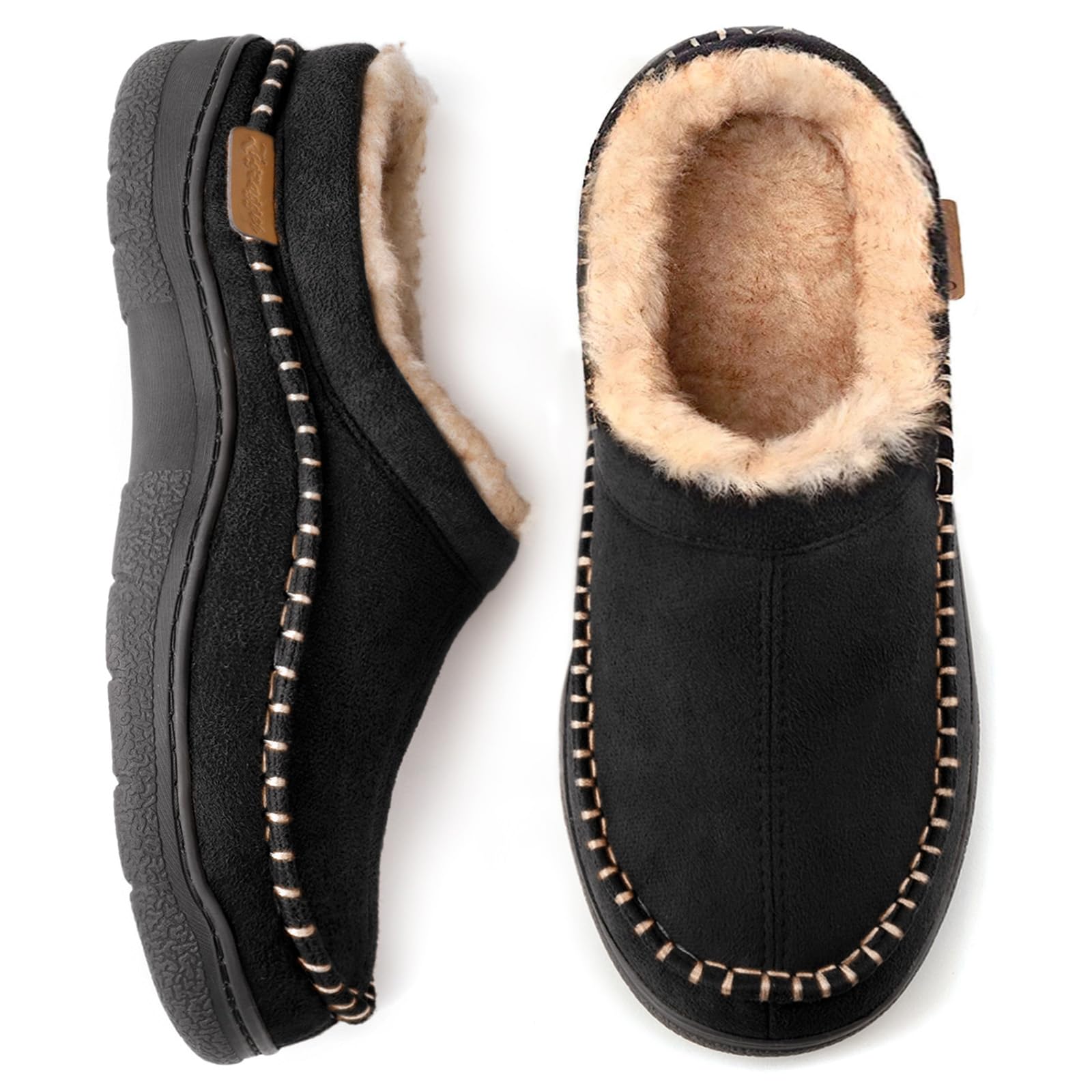 Men's Fuzzy Moccasin Slippers - Black UK 6-7-image-7640123e-47f4-4e30-9ae7-39df20c914d7-105746