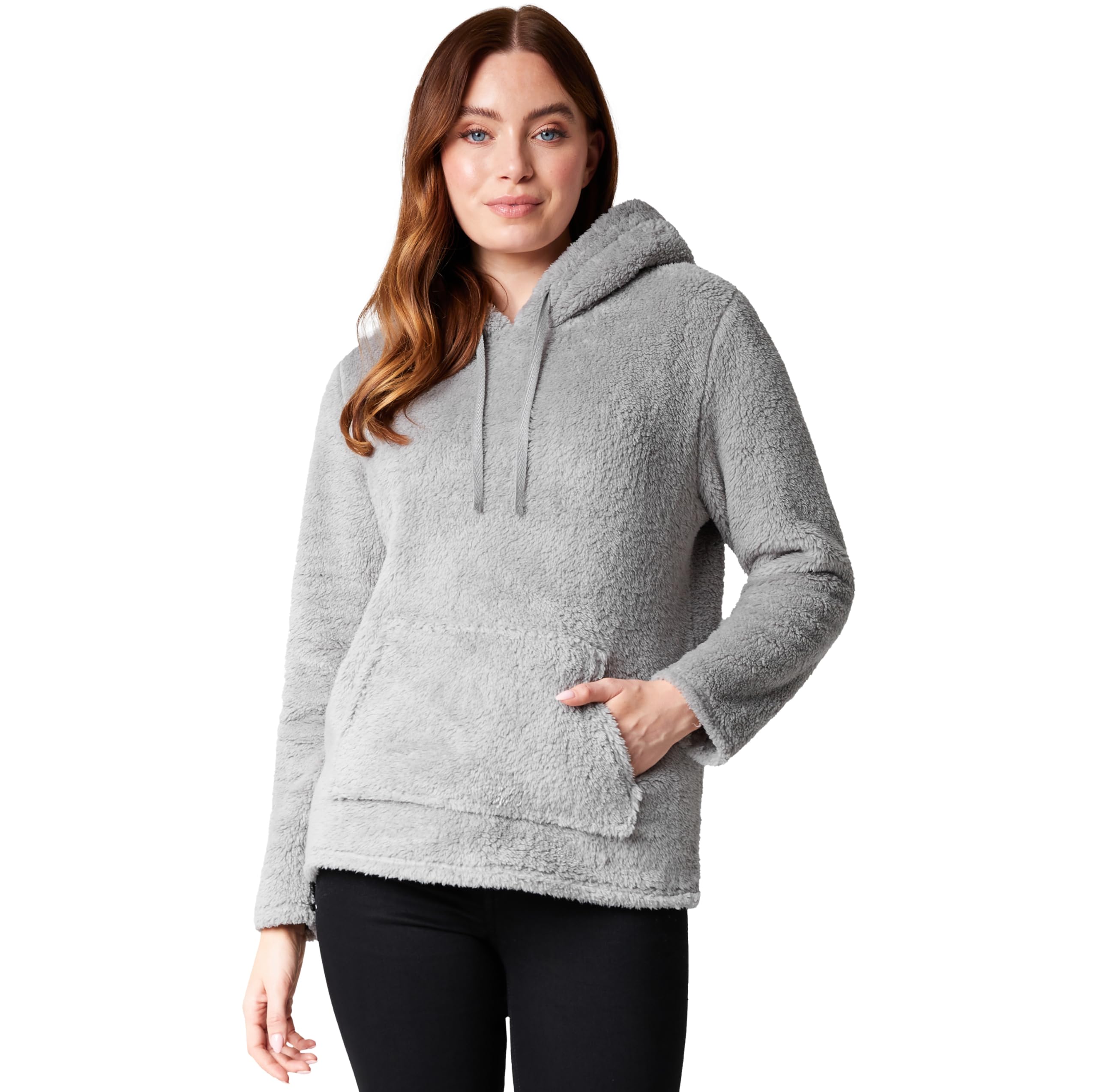 Super Soft Fluffy Hoodie for Women & Teens - Fleece Pullover with Cosy Kangaroo Pocket - Perfect Lounge Wear, XL Grey-image-98678b0a-c936-4bcb-a0d0-2e2404def0af-68566