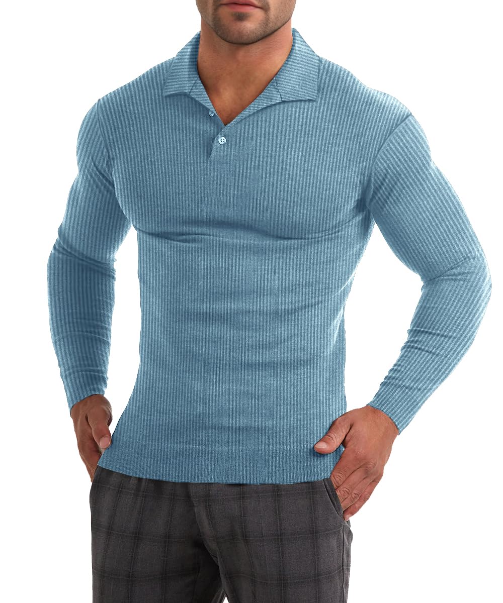 Men's Slim Fit Muscle Polo Shirt - Blue XS-image-00b62e10-74dd-47a2-b053-8de77b51db15-114849