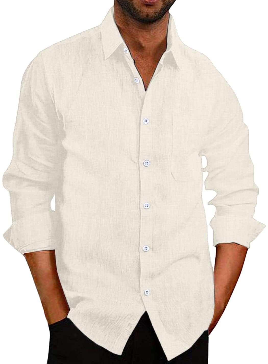 Men's Linen Shirt Slim Fit - White L-image-8e52d4d5-5806-4d30-98ee-082c2b822de3-111101