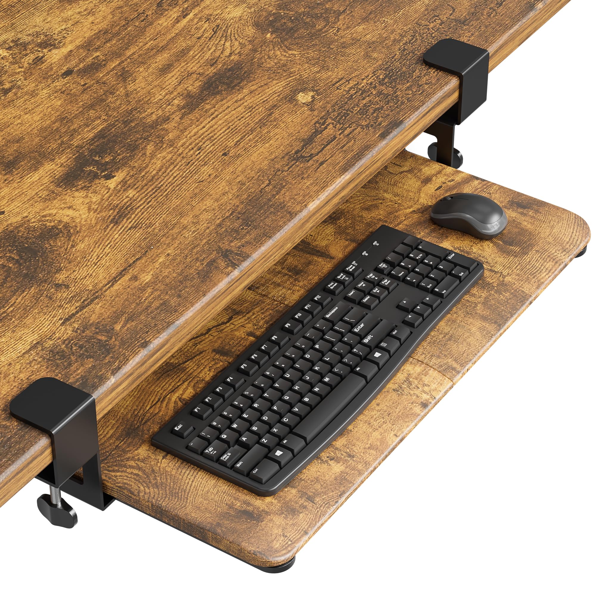 Under Desk Keyboard Tray Sliding Drawer - Rustic Brown Standard-image-49392850-063d-49b7-a40b-de83db2e5a8b-100326