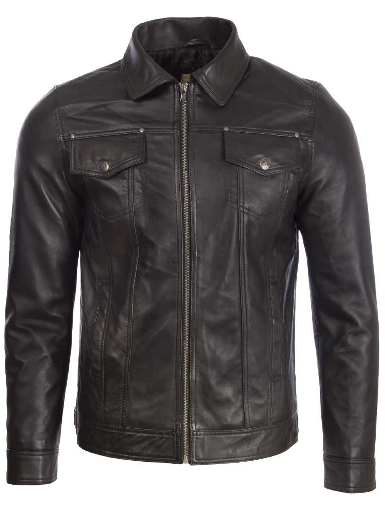 Aviatrix Men'S 4XL Super-Soft Real Leather Harrington Jacket