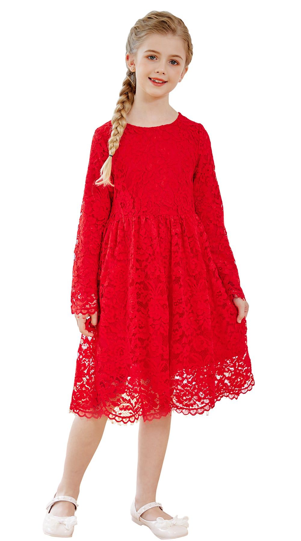 Girls Lace Bridesmaid Dress - Red 4-5 Years-image-b1ca9649-77ef-4704-a945-d99e9a6f3007-114903