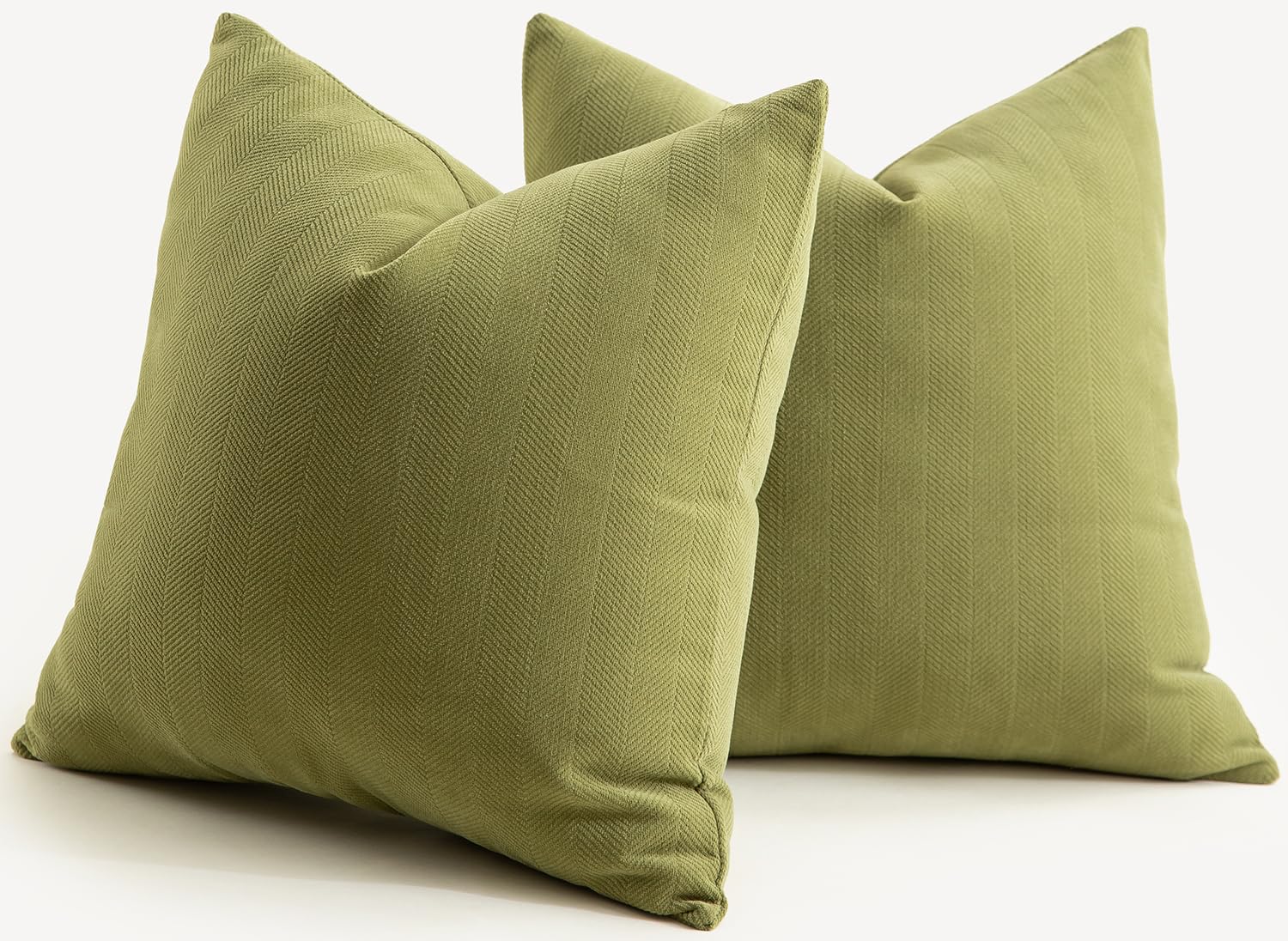 Chenille Cushion Covers Pack of 2 - Olive Green 40x40 cm